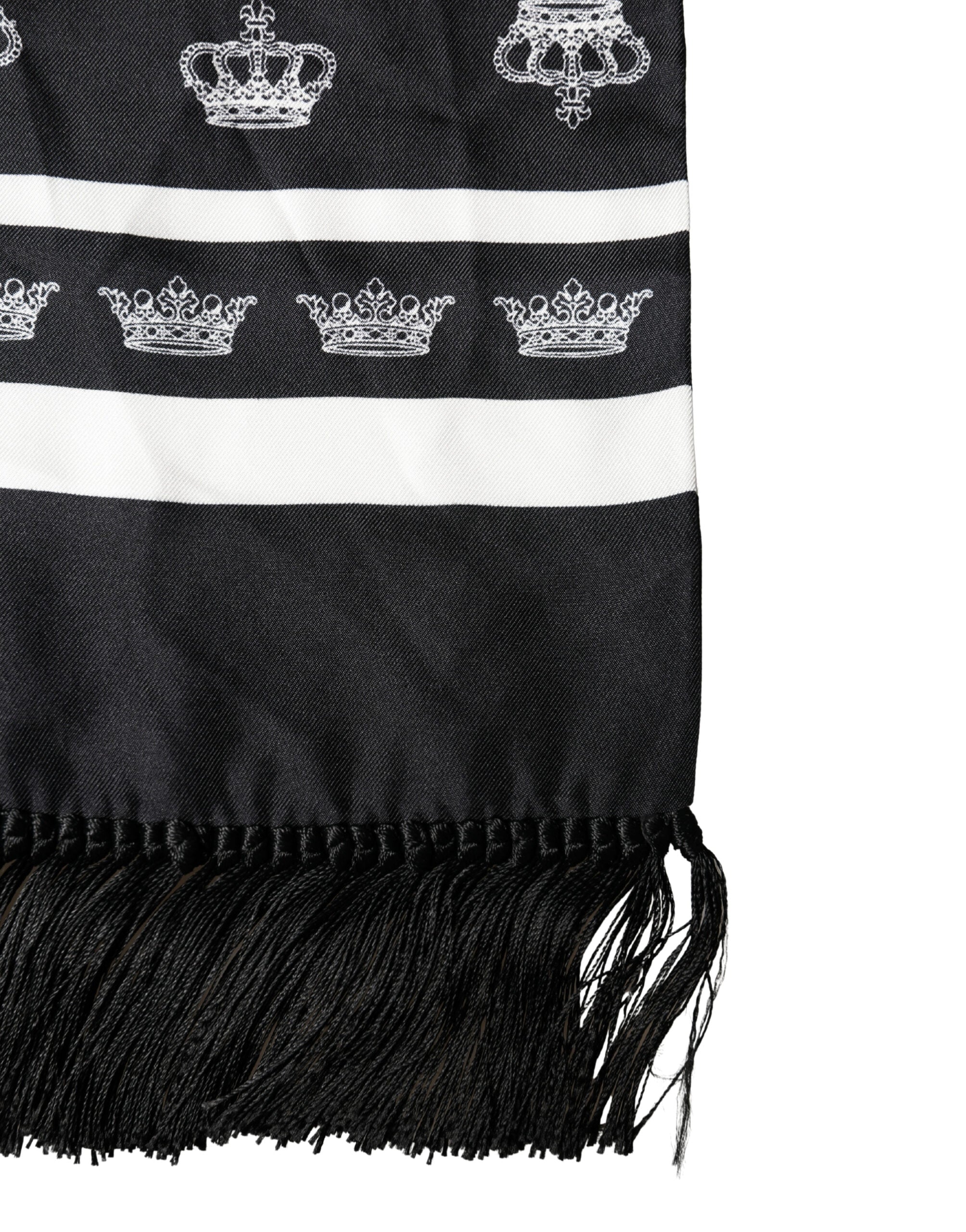 Black Silk Crown Fringe Neck Wrap 173cm x 32.5cm Scarf