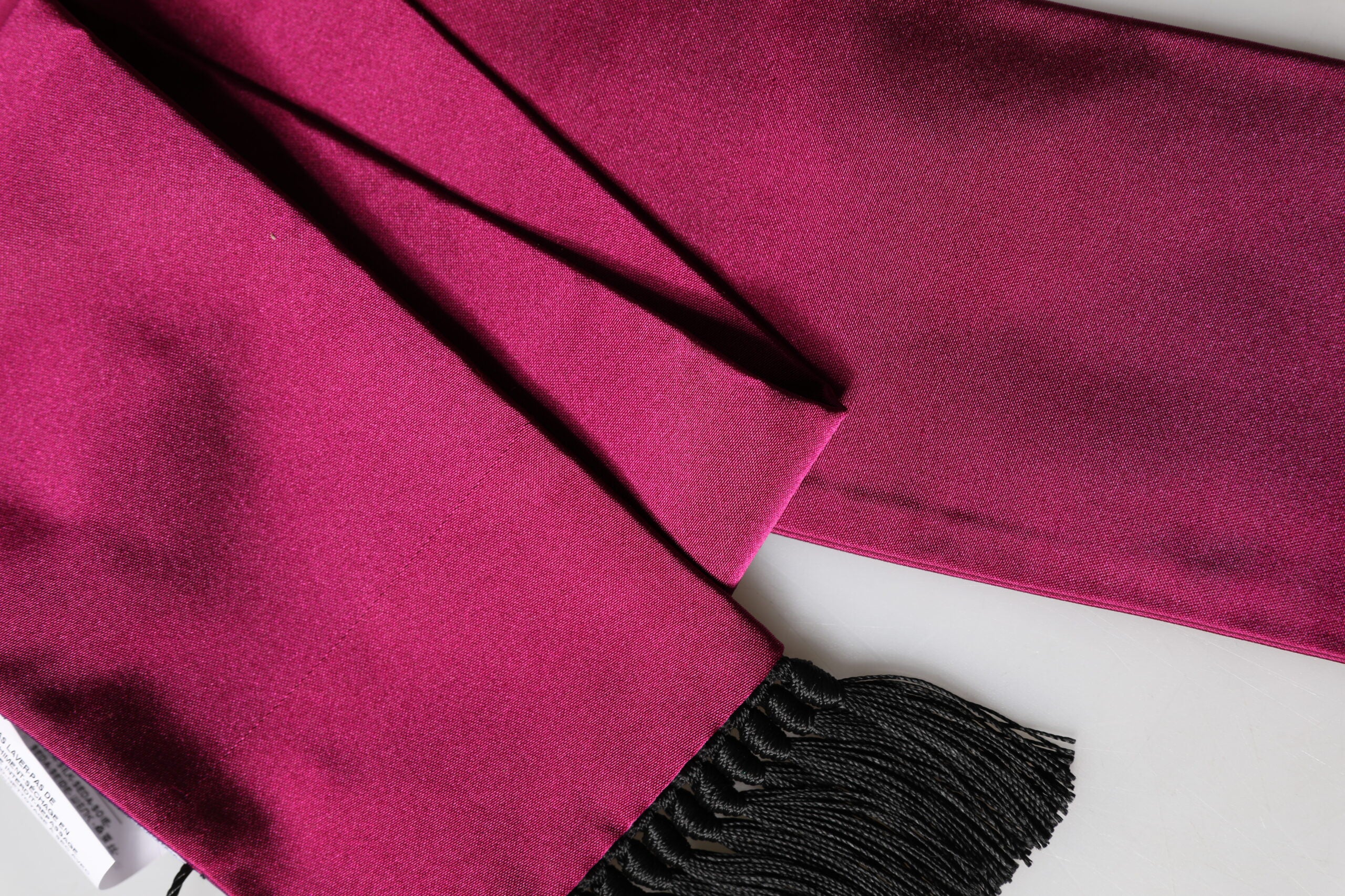 Burgundy Silk Fringe Neck Wrap Foulard 160.5cm x 8cm Scarf