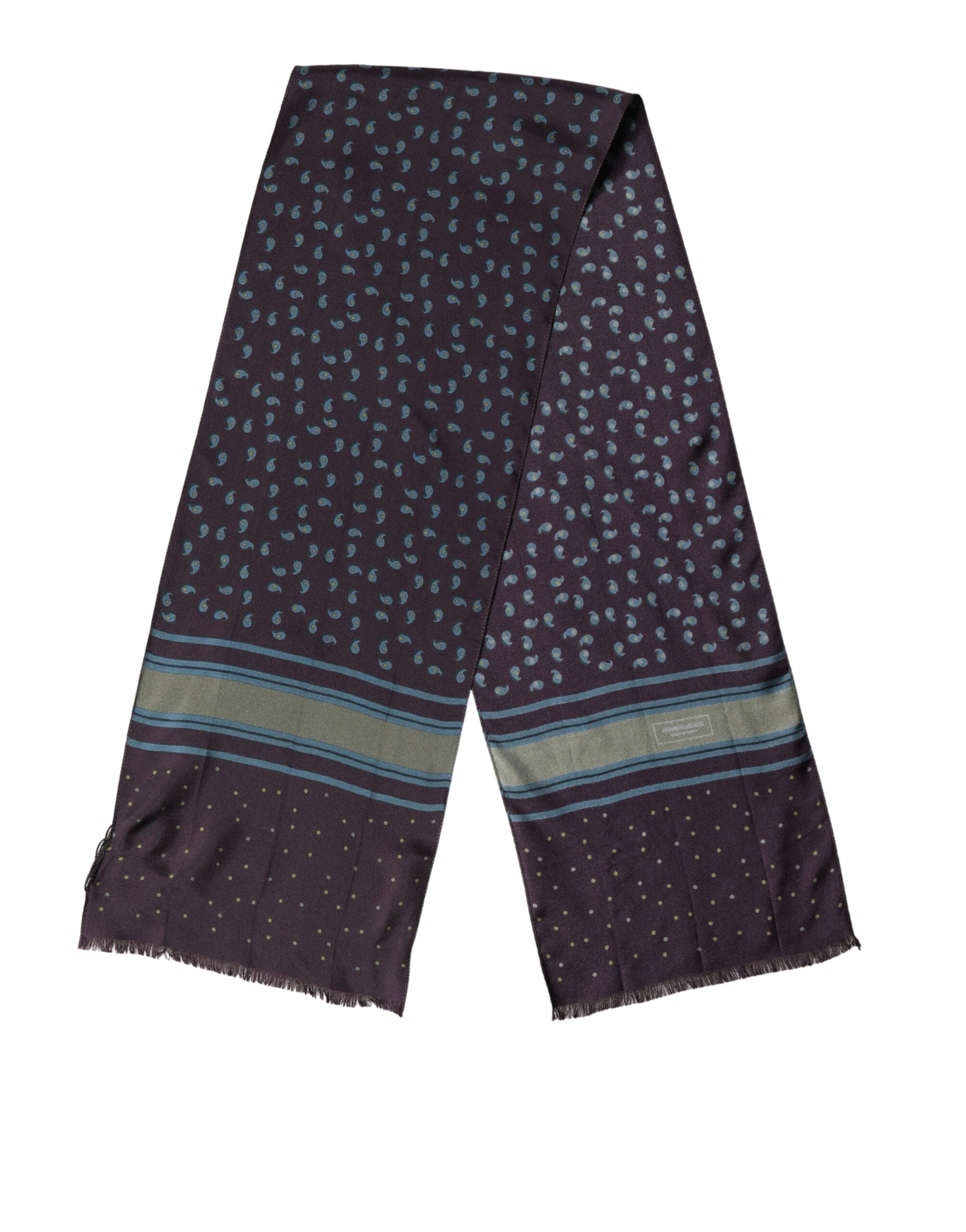 Men Scarf Maroon Patterned Silk Neck Foulard 132cm x 33cm