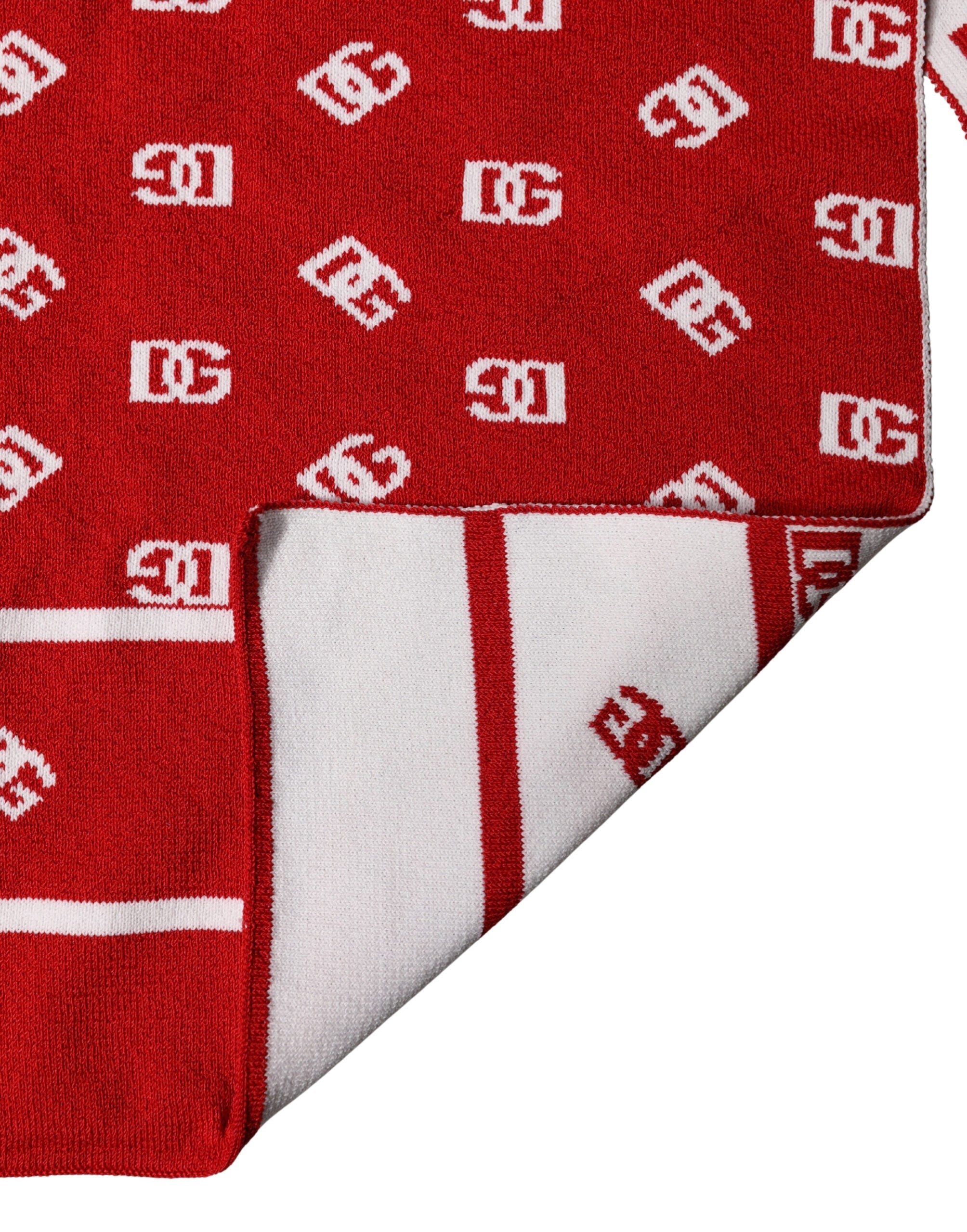Red White Logo Print Foulard 201cm x 40.5cm Men Scarf