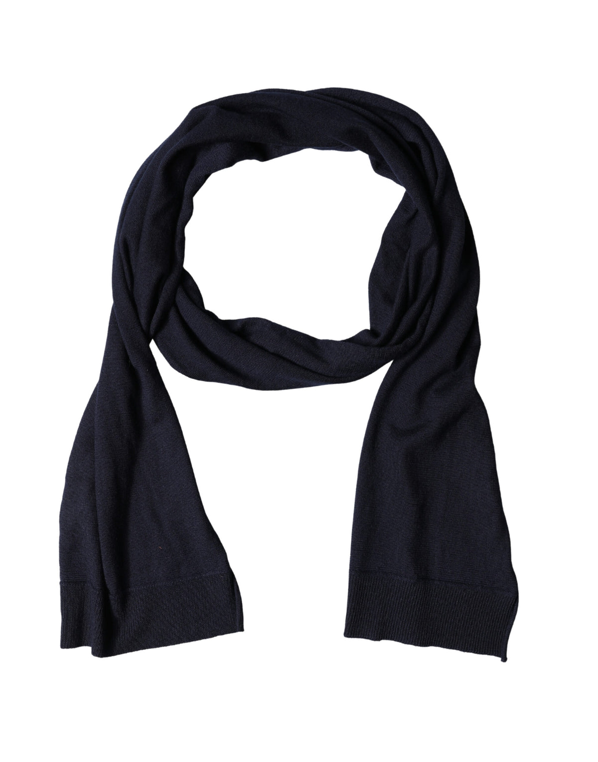 Blue Wool Knitted Shawl Neck Wrap 200cm x 25cm Scarf