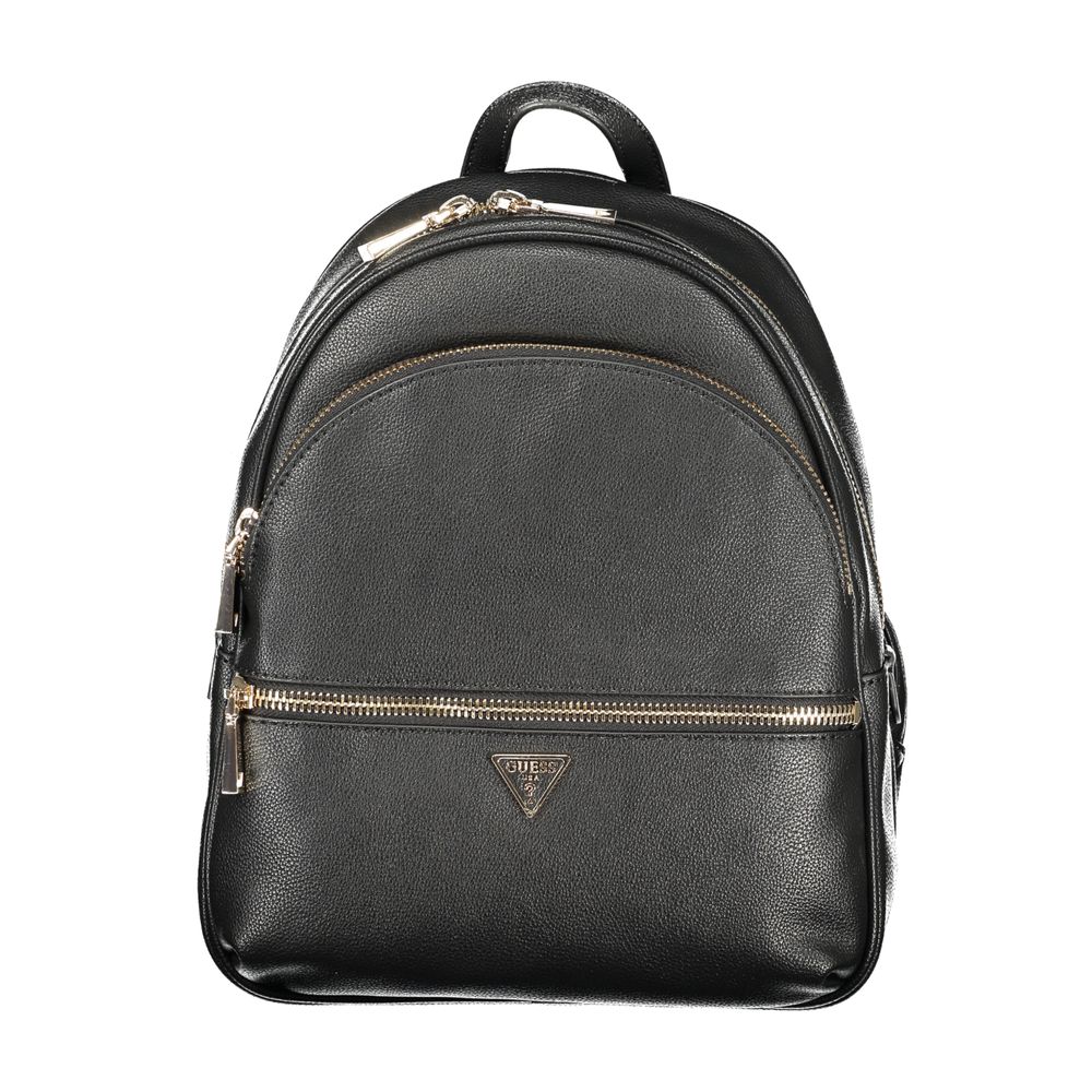 Black Polyurethane Women Backpack