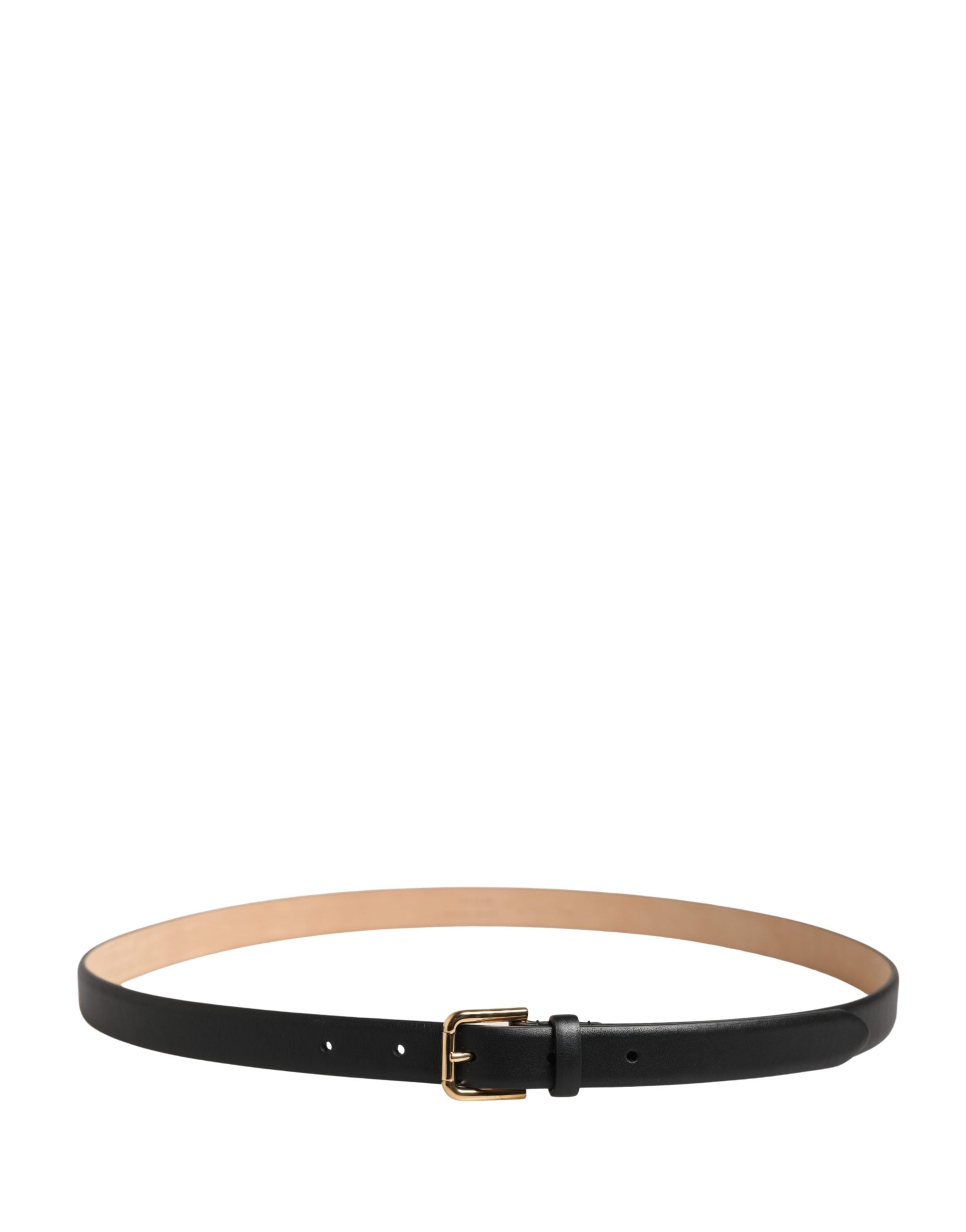 Black Classic Leather Gold Metal Buckle Belt