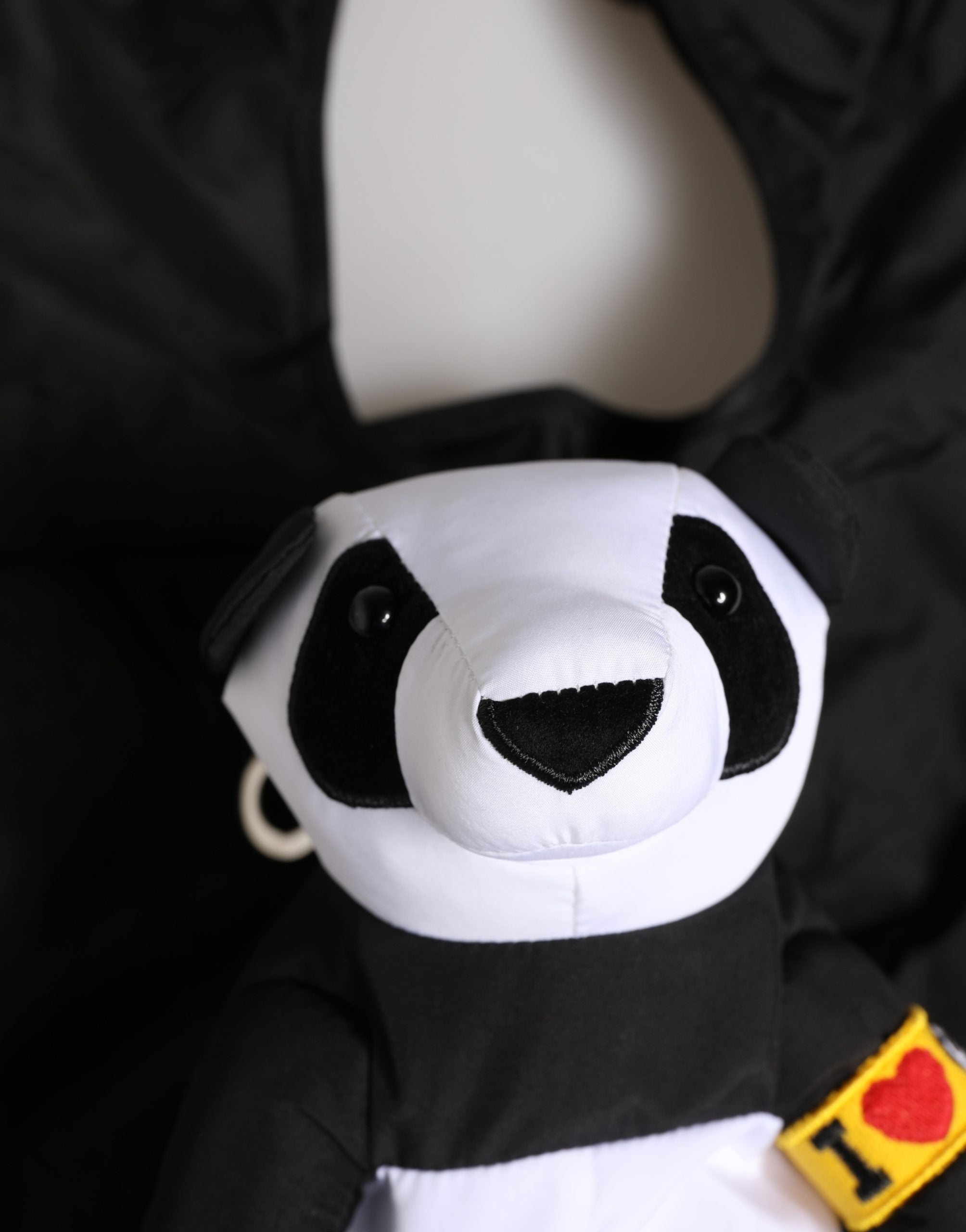 Men Black Polyester Panda Stuffed Ecobag Bag