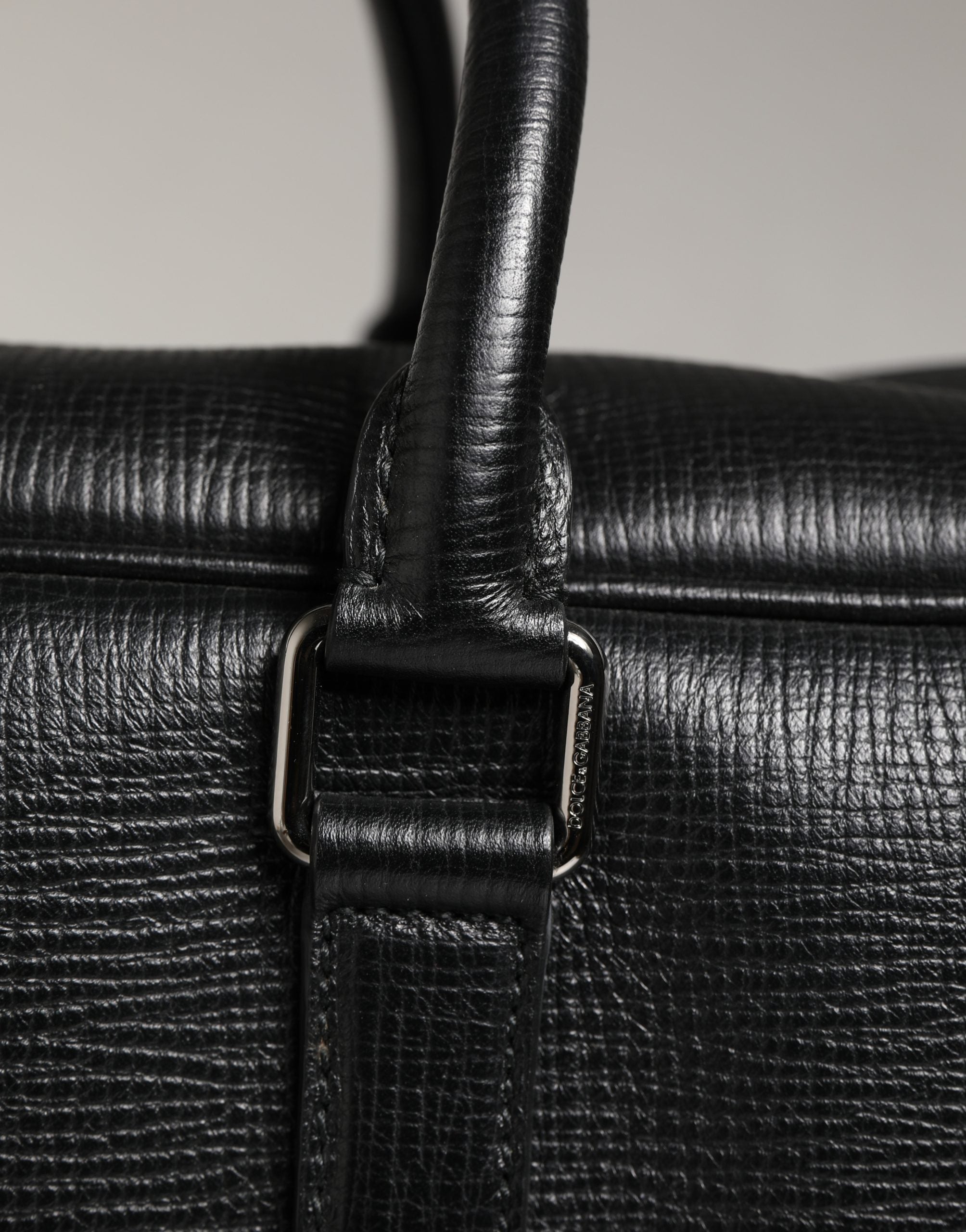 Black Car Man Applique Leather Weekender Borse Bag