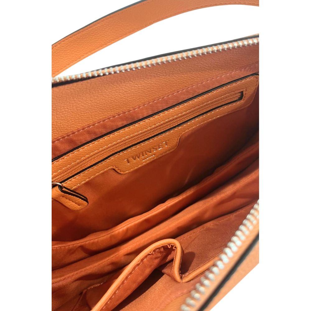 Orange Polyurethane Women Shoulder Bag