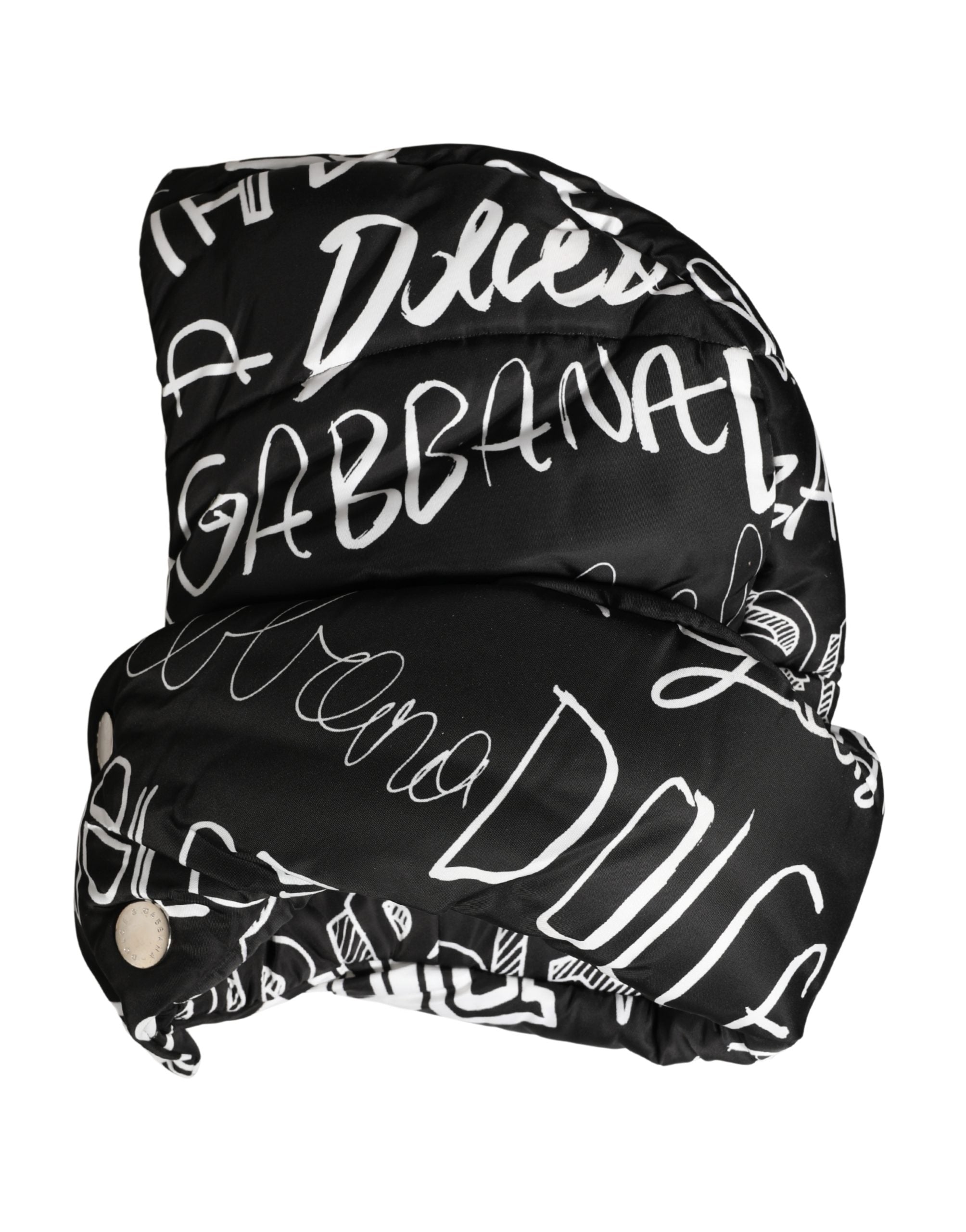 Black Logo Print Whole Head Wrap Capello Hat