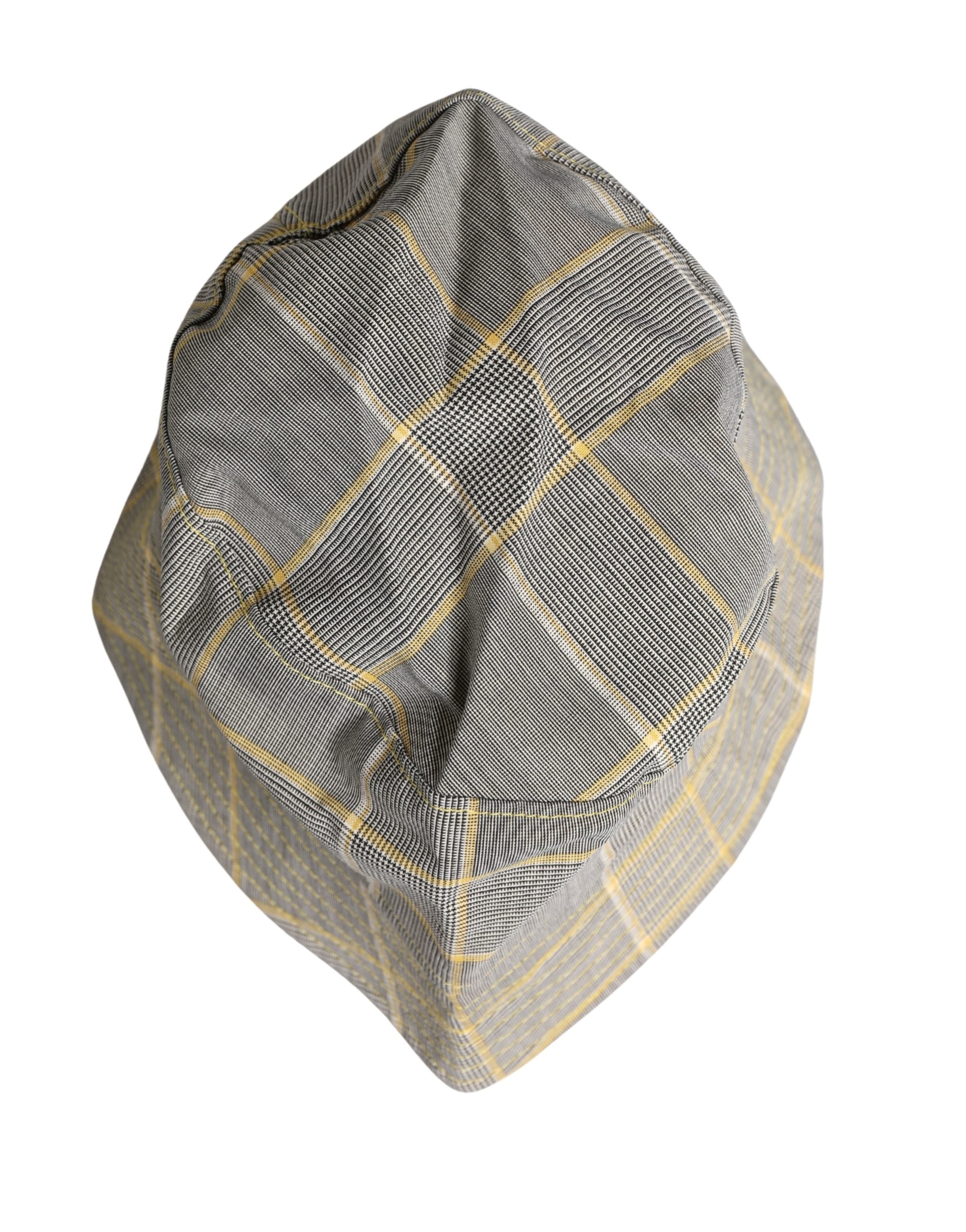 Men Gray Checkered Bucket Fisherman Capello Hat