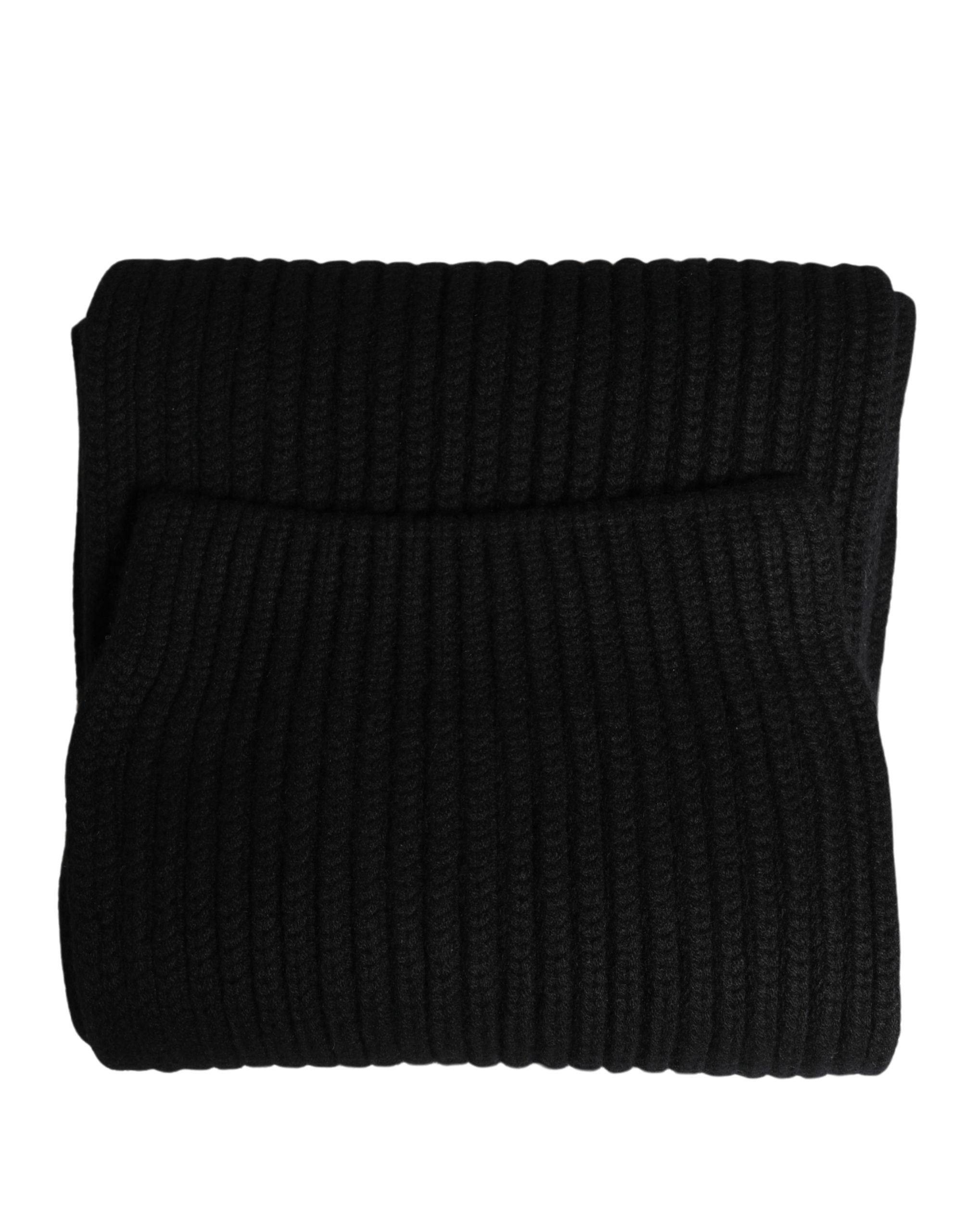 Black Cashmere Knitted Men Neck Warmer One Size Scarf