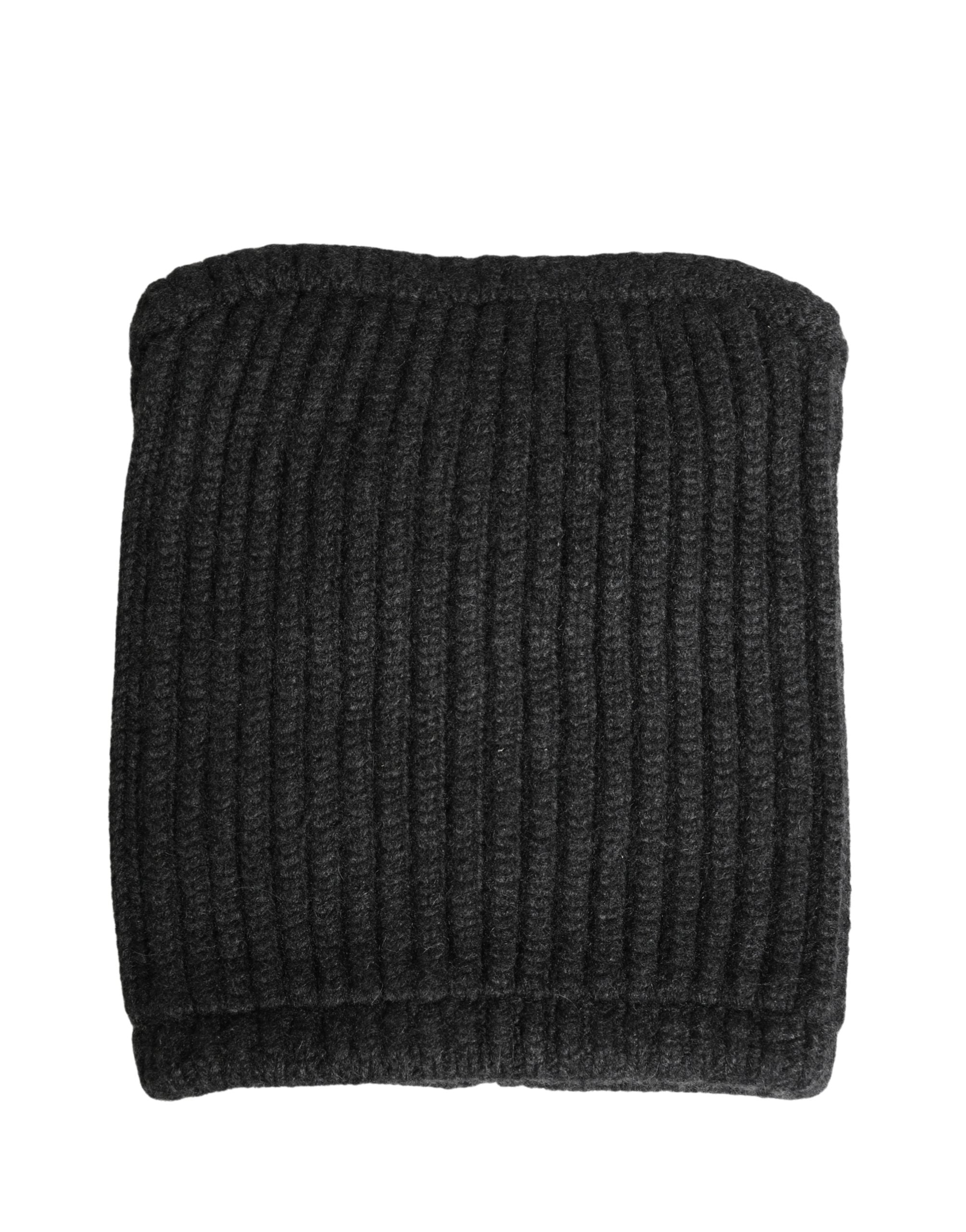 Black Cashmere Knitted Men Winter Neck Warmer Hat