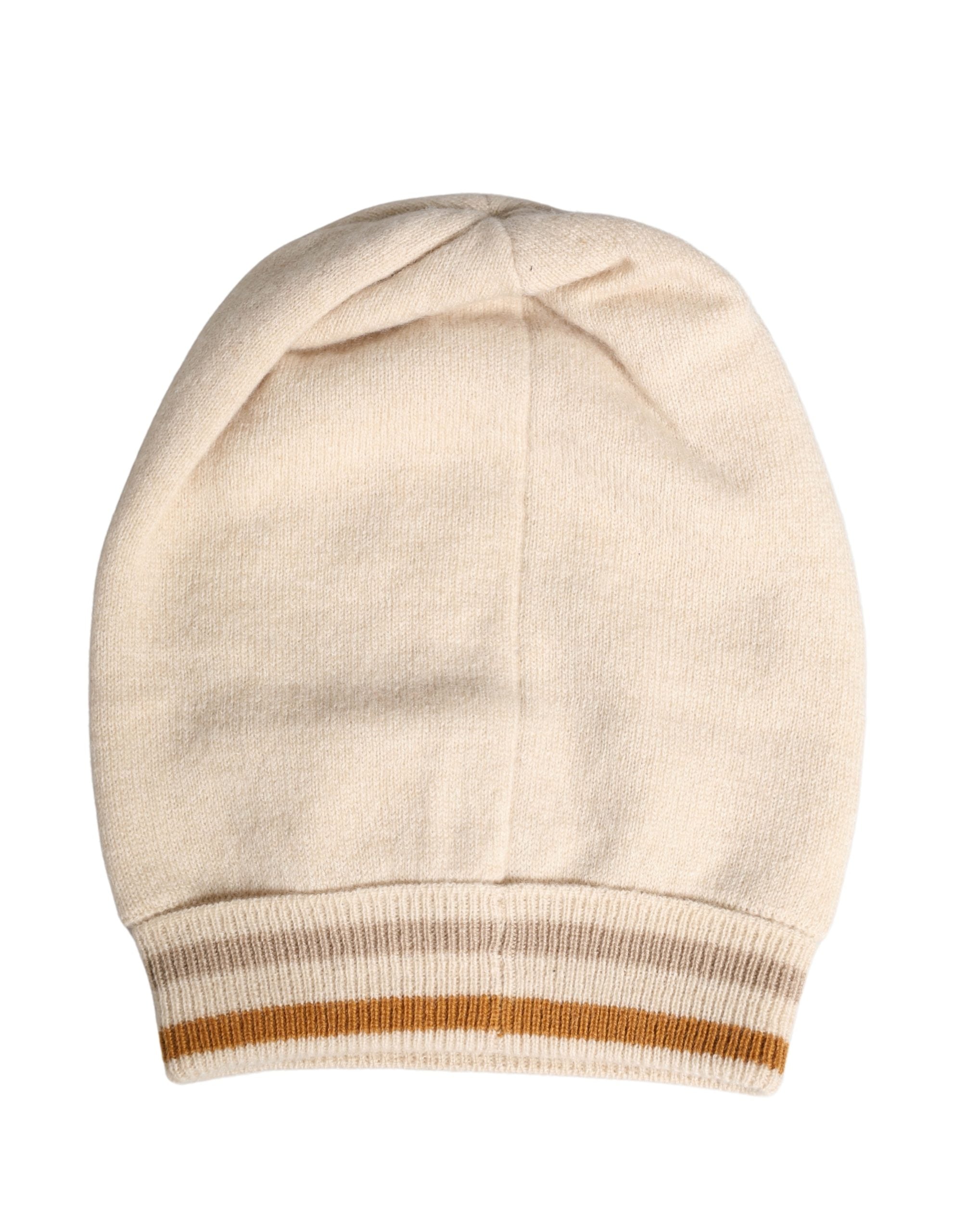 Beige Cashmere Knitted Women Winter Beanie Hat