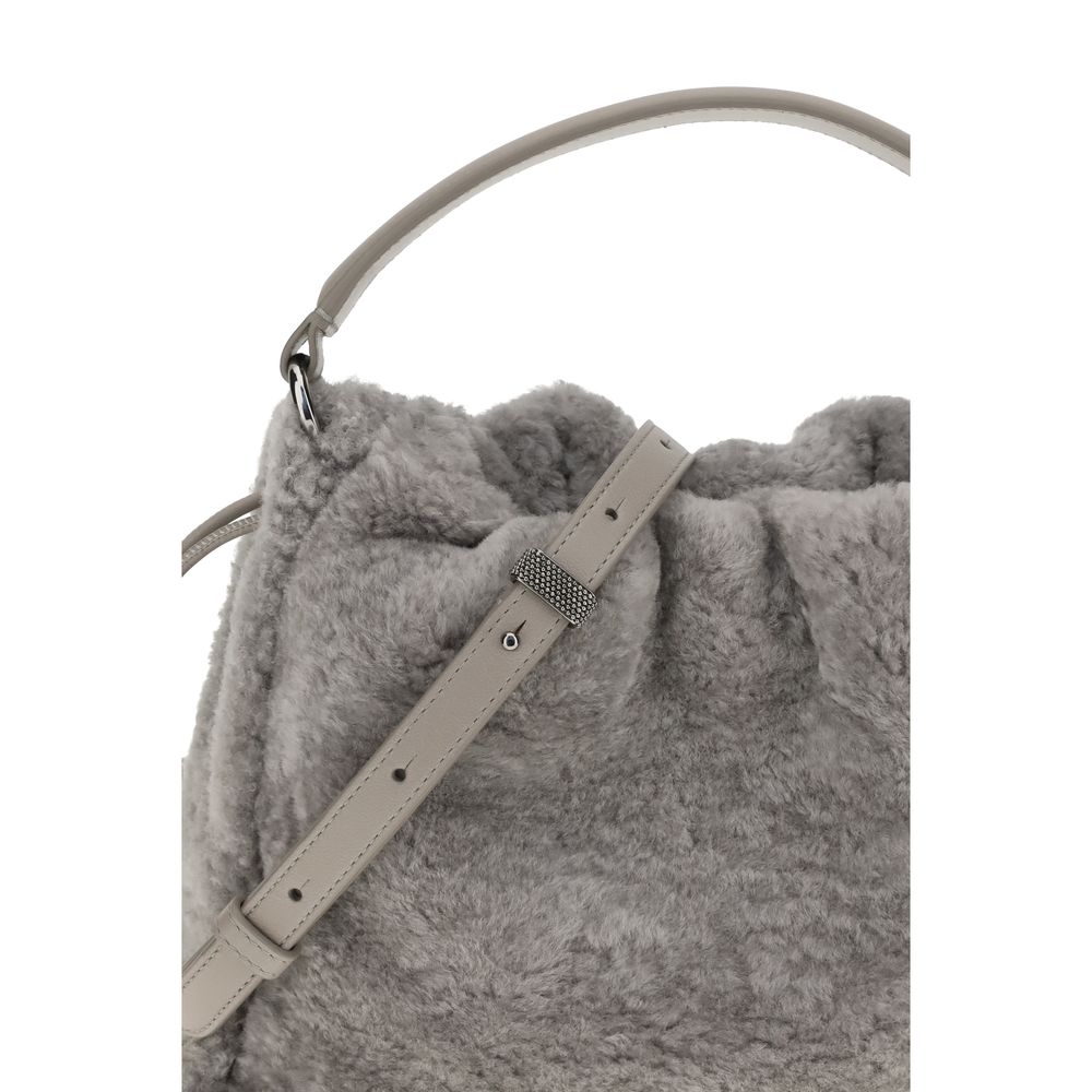 Gray Fur Shoulder Bag