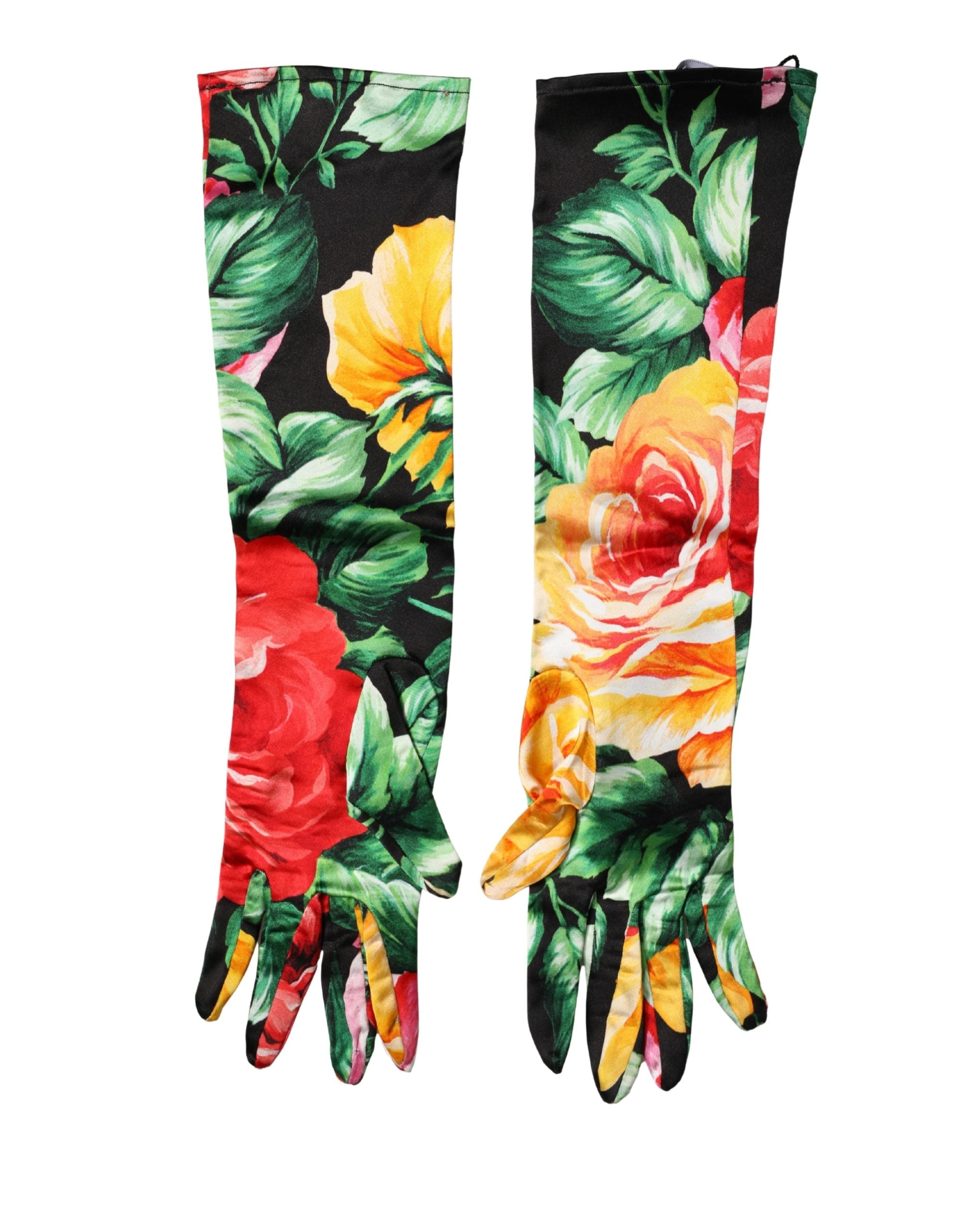 Multicolor Floral Print Elbow Length Women Gloves