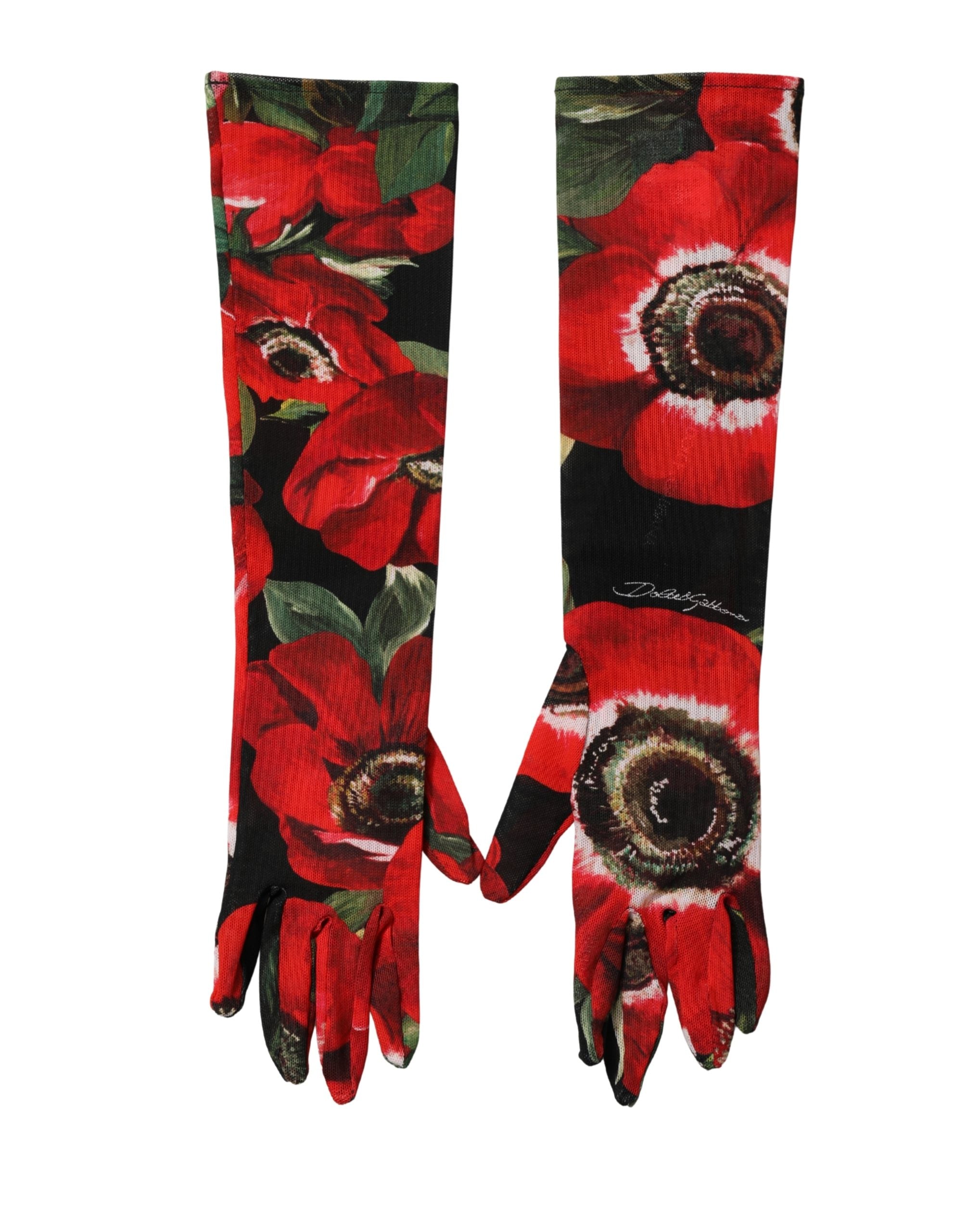 Multicolor Floral Print Elbow Length Women Gloves