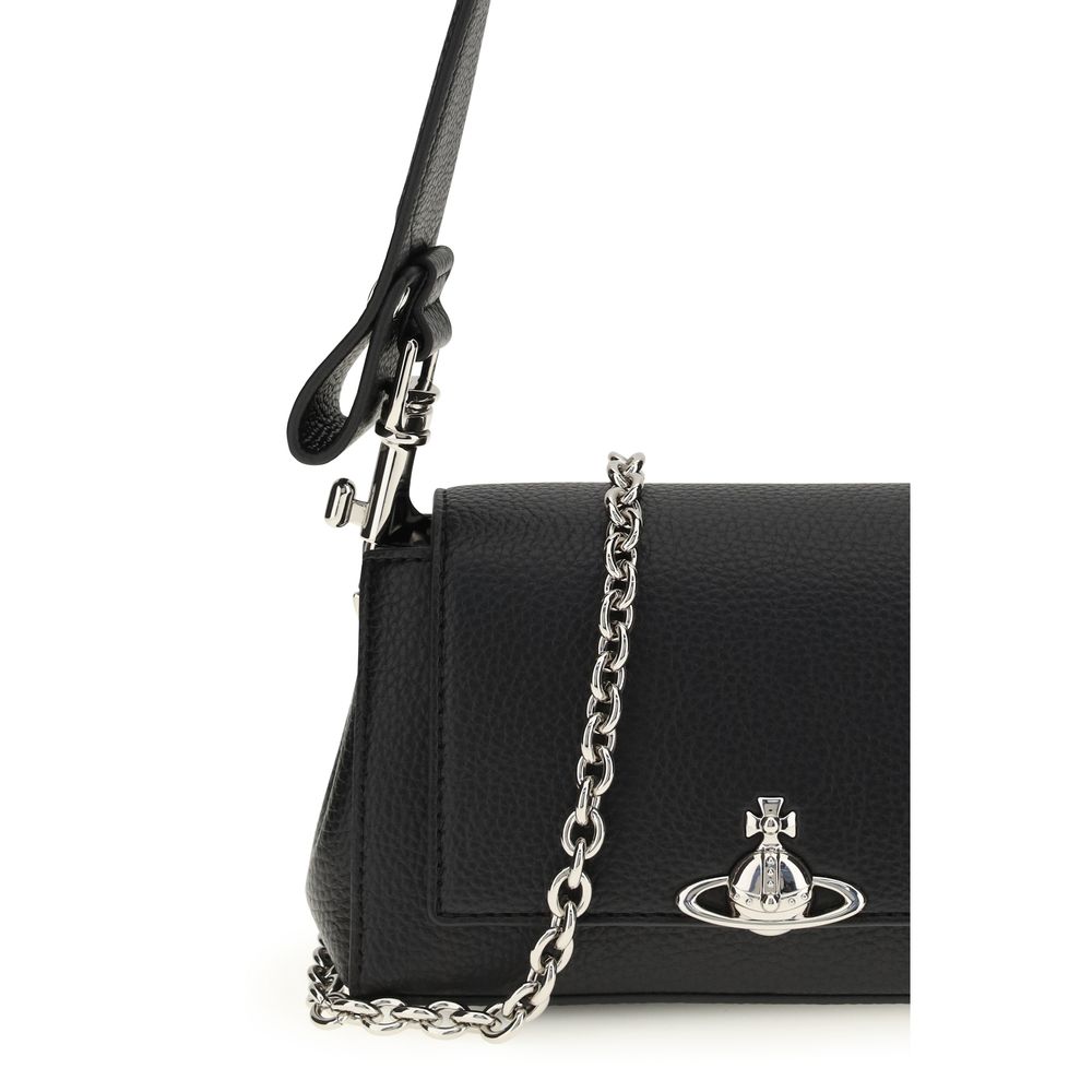 Black Polyurethane Shoulder Bag