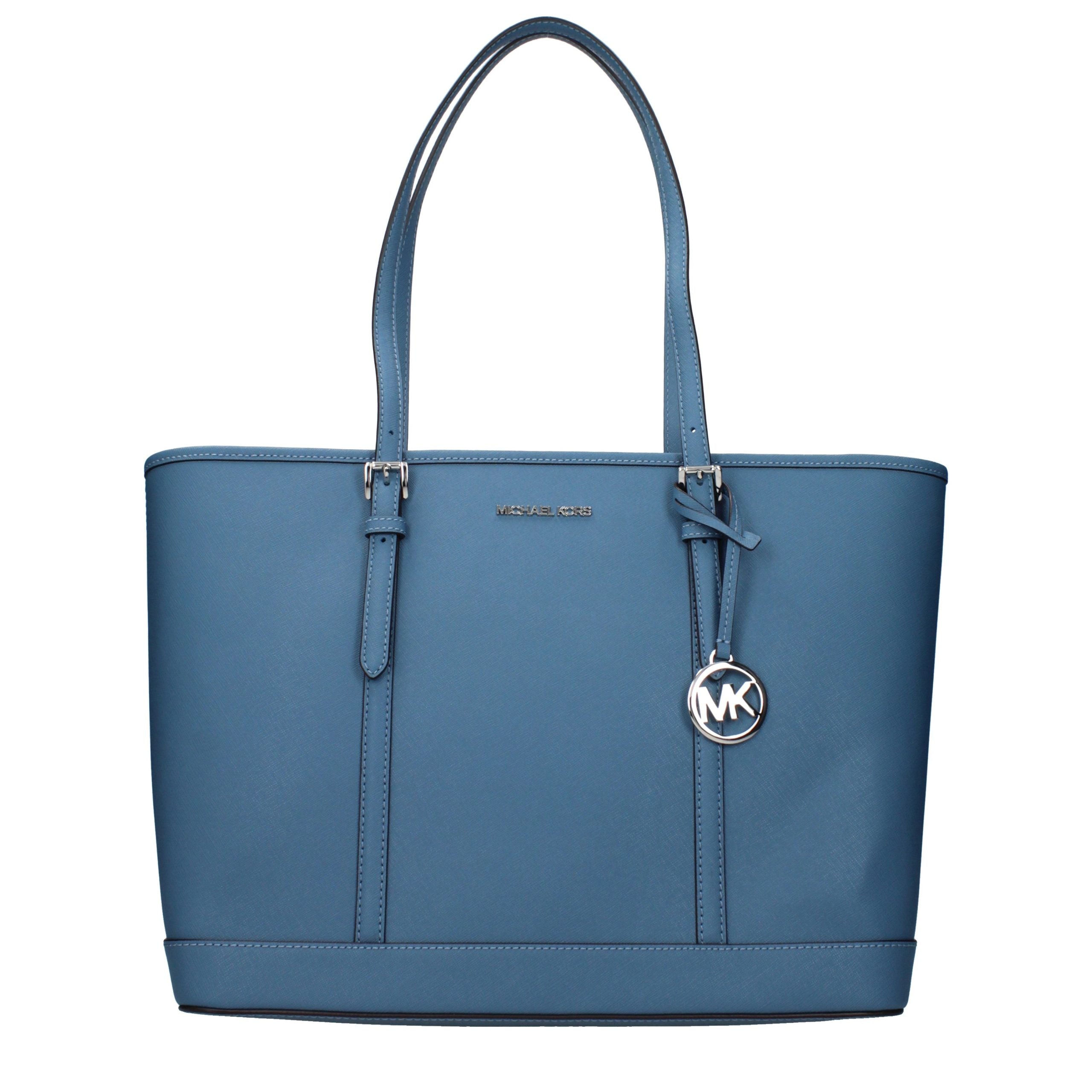 Blue Leather Shoulder Bag