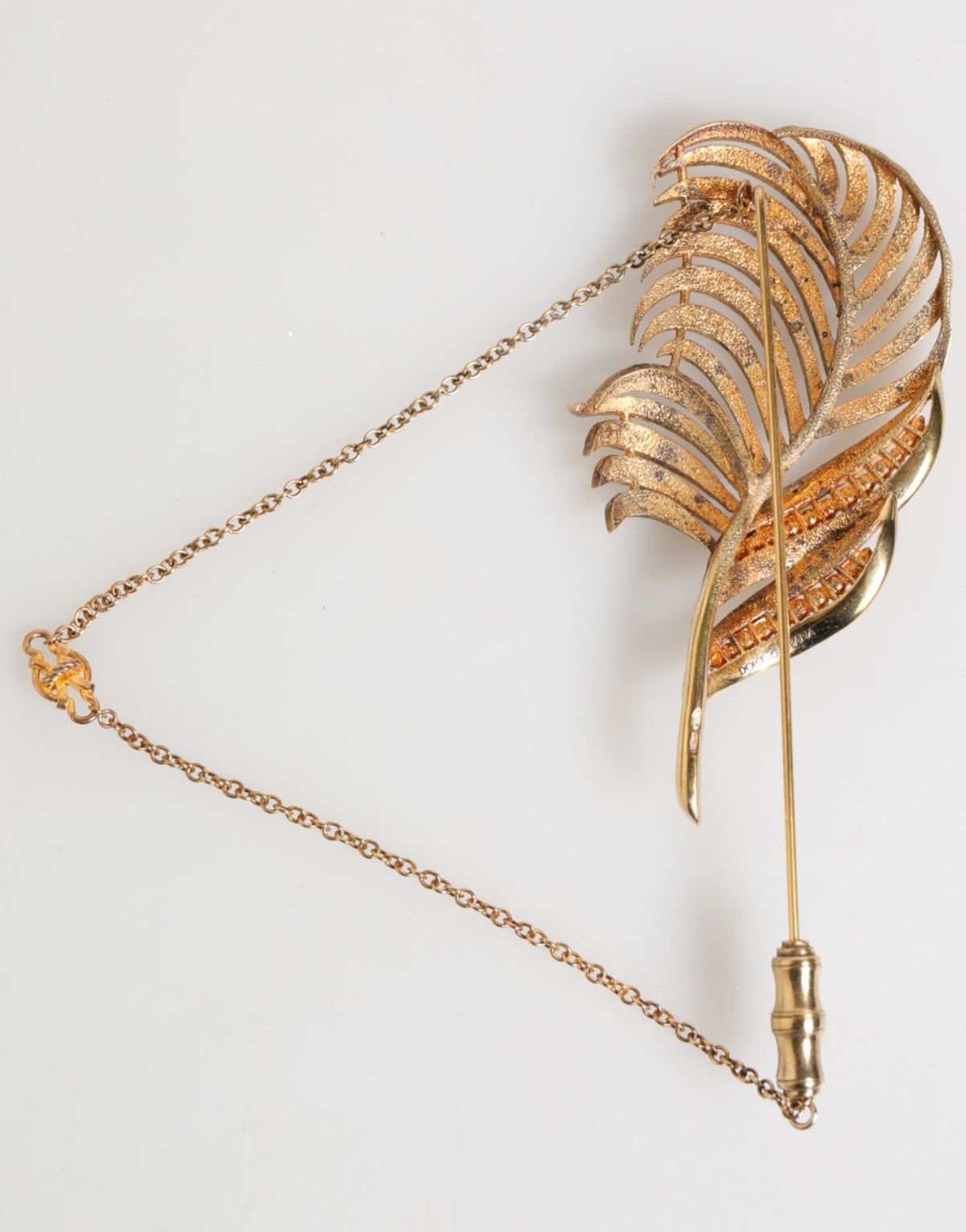 Gold Sterling Silver925 Leaf Embellished Lapel Pin Brooch