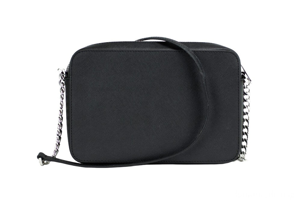 Michael Kors Jet Set Large East West Black Saffiano Leather Crossbody Handbag