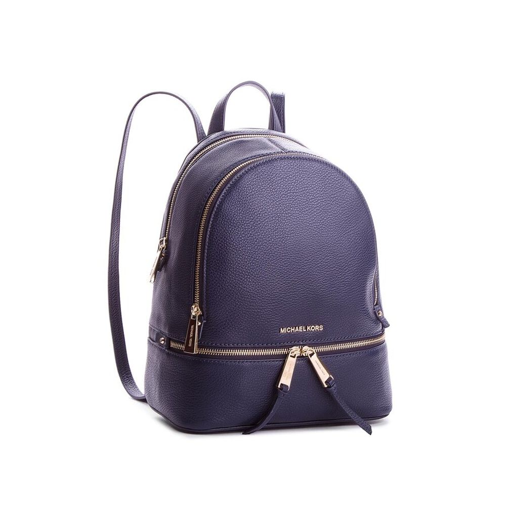 Blue Leather Backpack