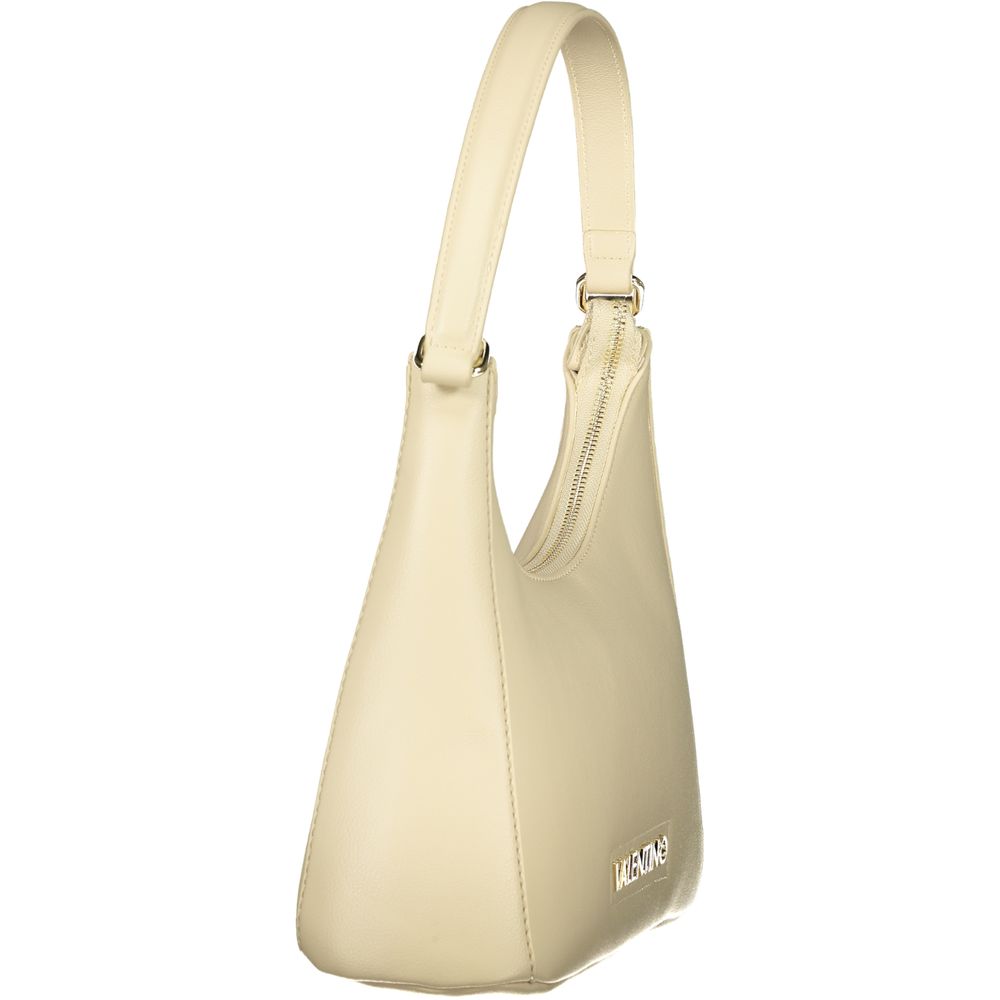 Beige Polyurethane Women's Bag with Adjustable Shoulder Strap