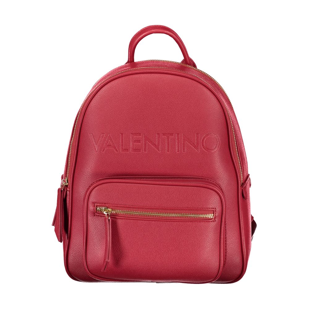 Red Polyurethane Women's Backpack
