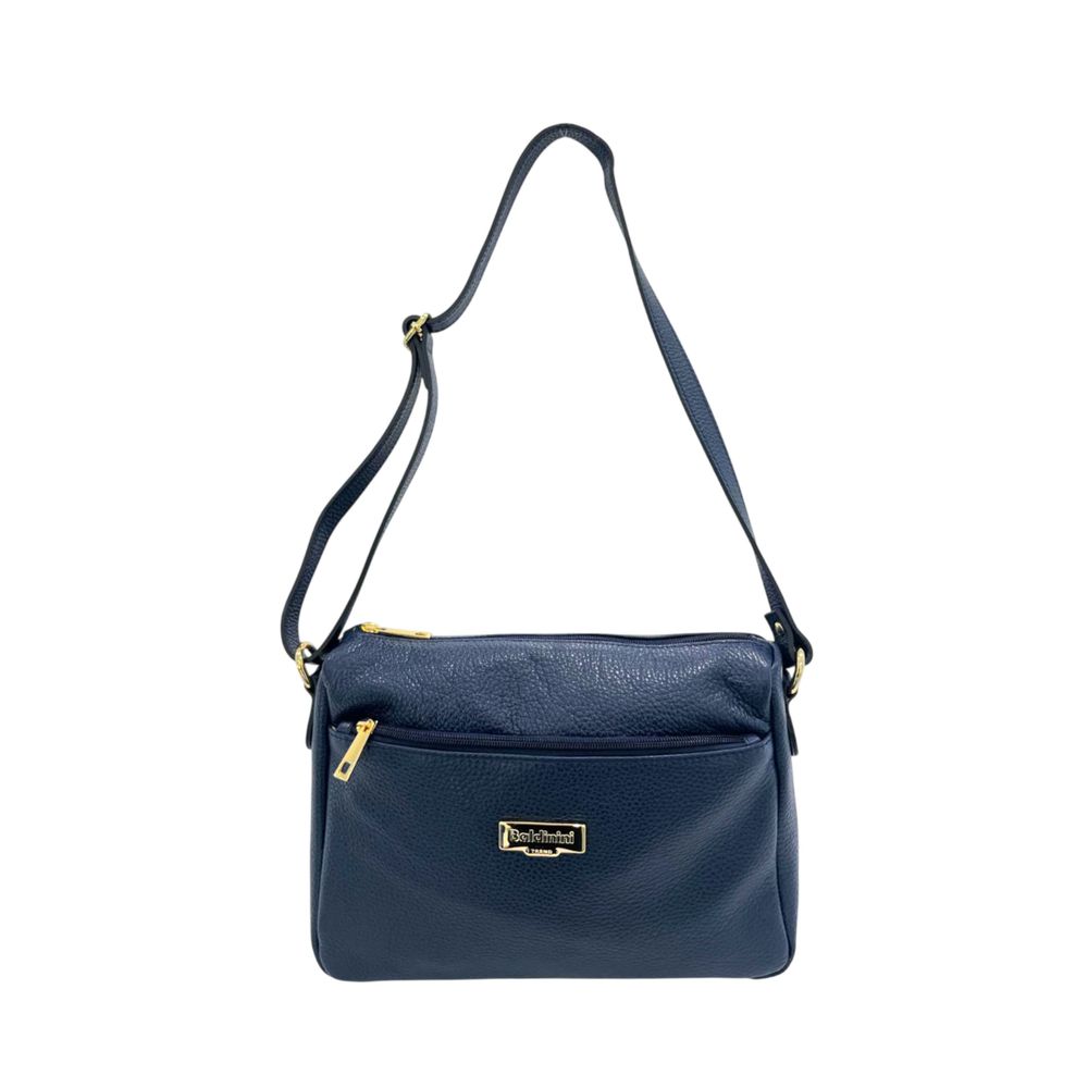 Blue Leather Women Crossbody Bag