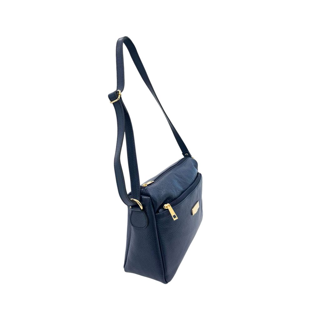 Blue Leather Women Crossbody Bag