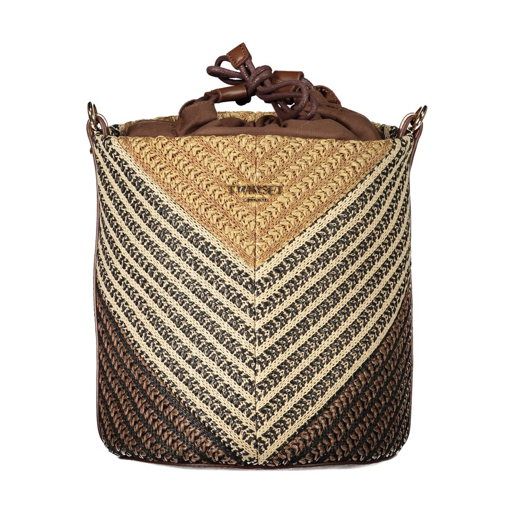 Brown Polyester Women's Bag with Adjustable Strap