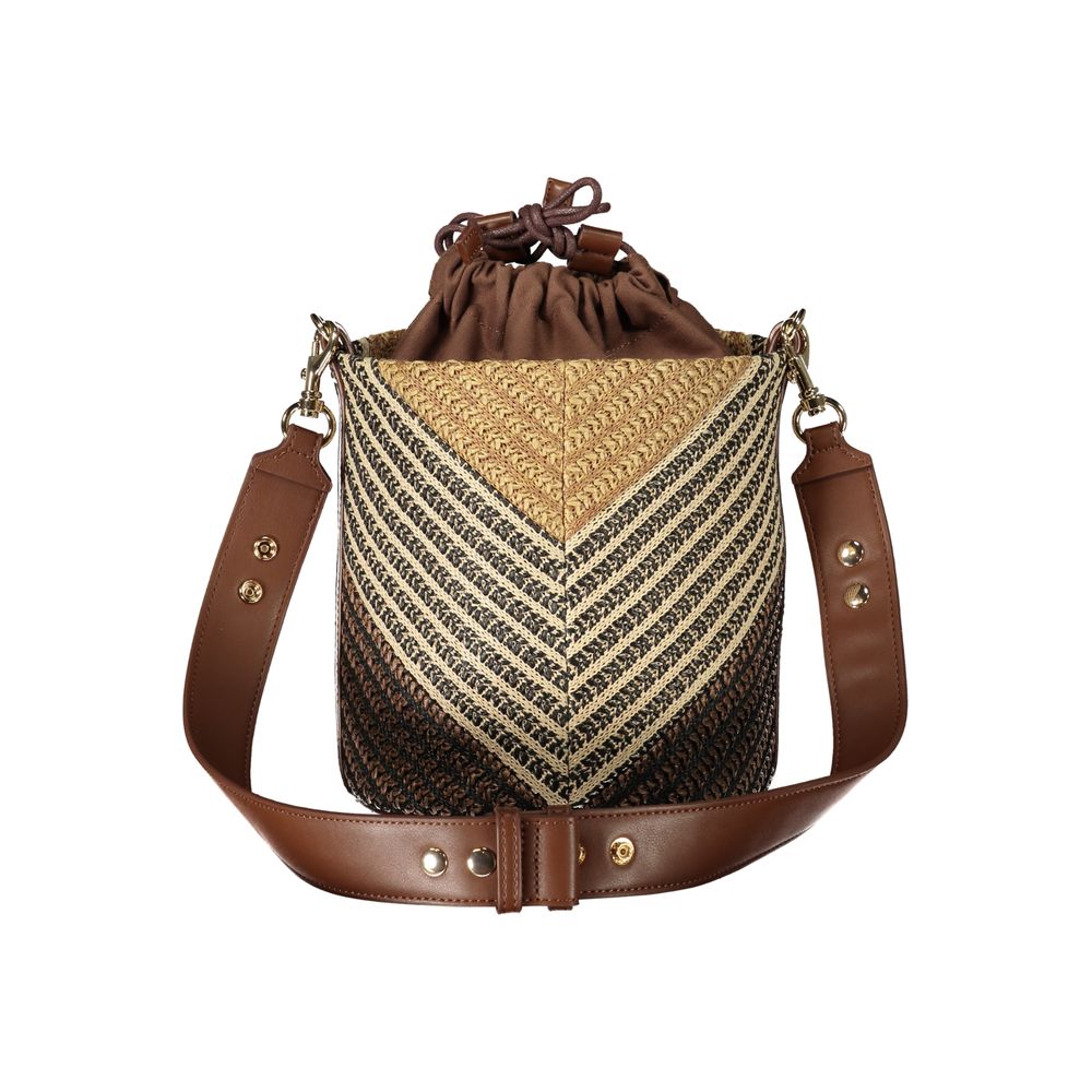 Brown Polyester Women's Bag with Adjustable Strap