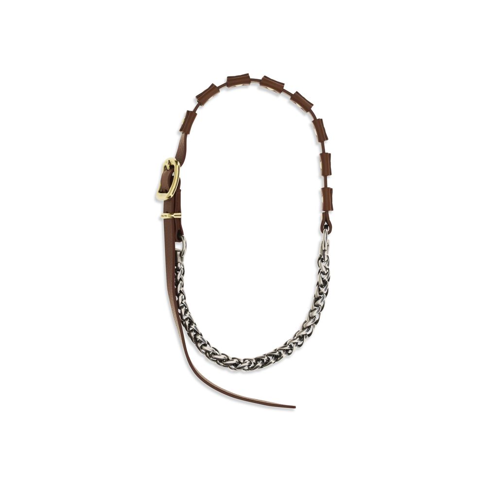 Brown Calf Leather Bos Taurus Necklace