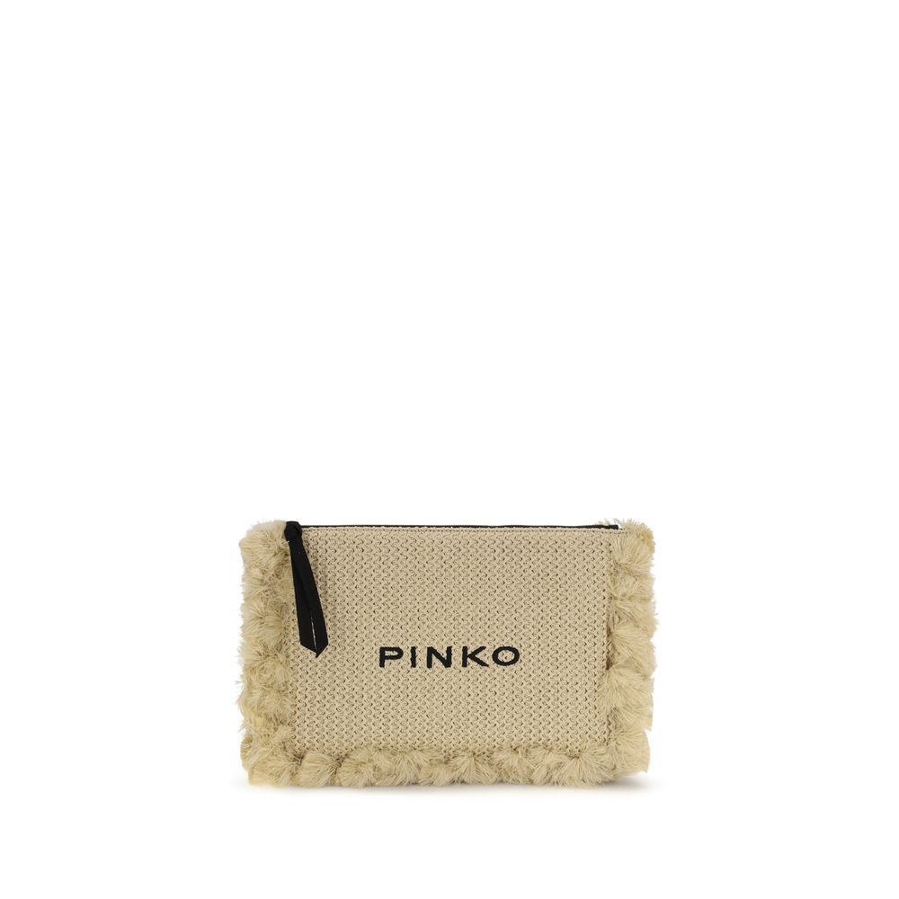 Beige Polypropylene Clutch Bag