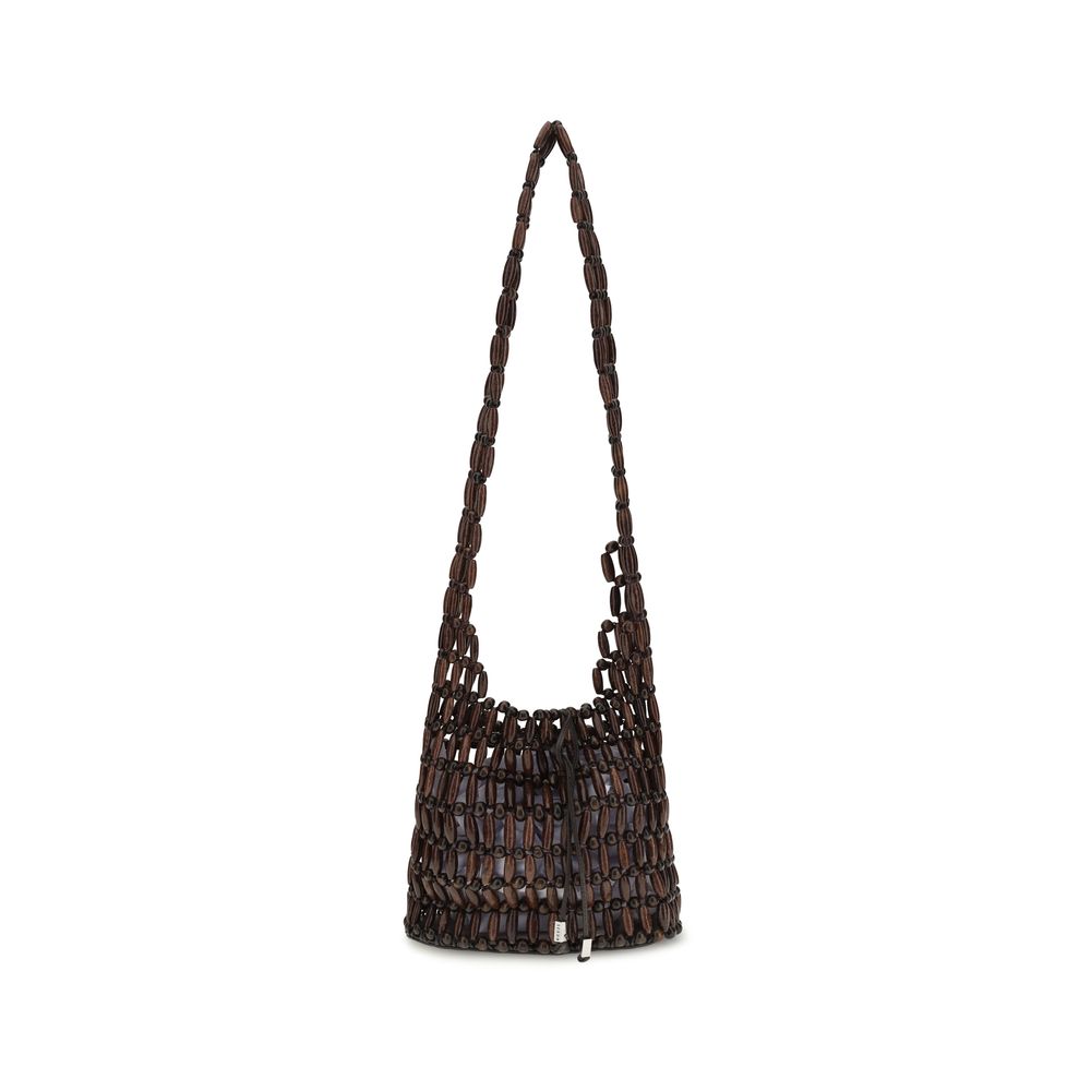 Brown Wood Shoulder Bag