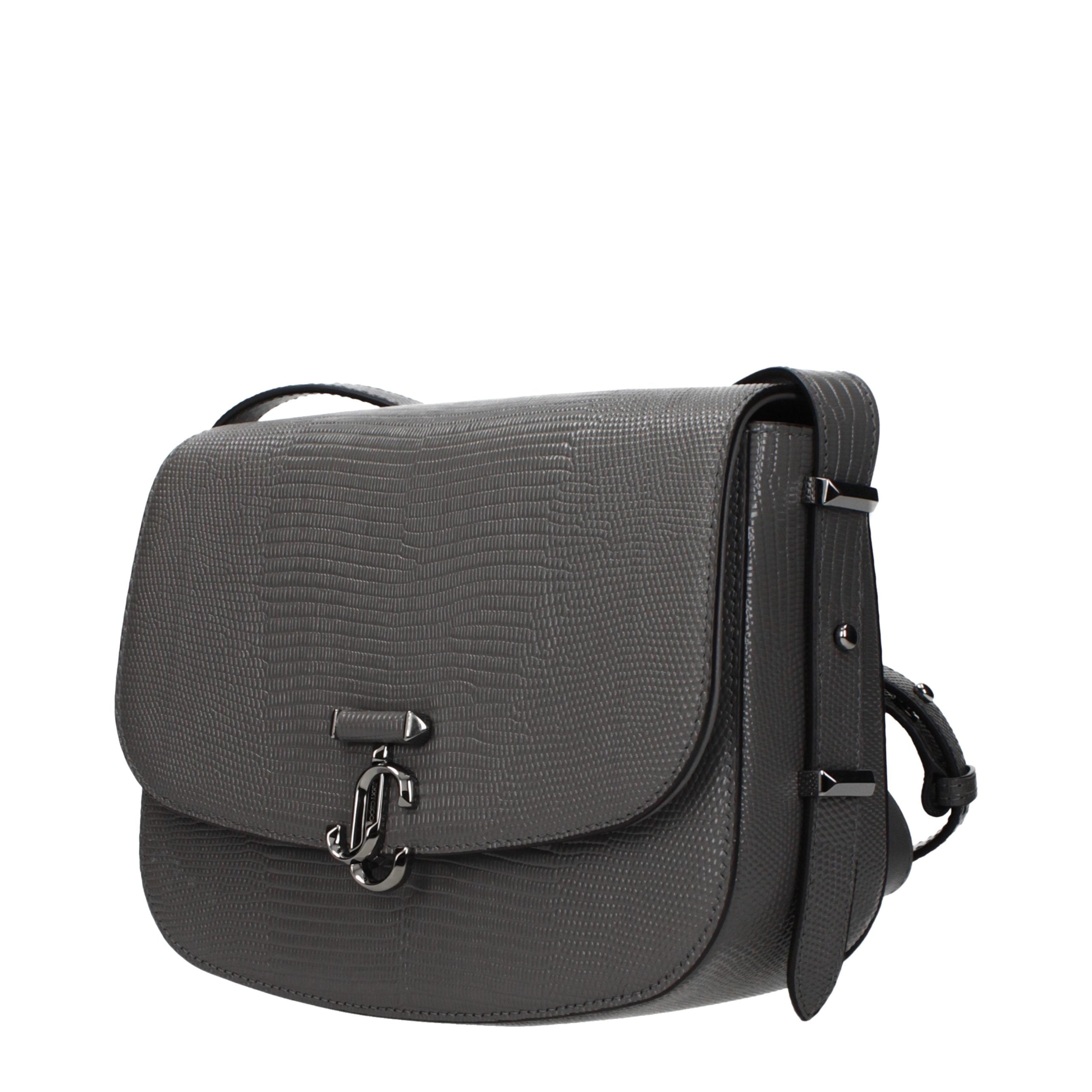 Gray Leather Crossbody Bag