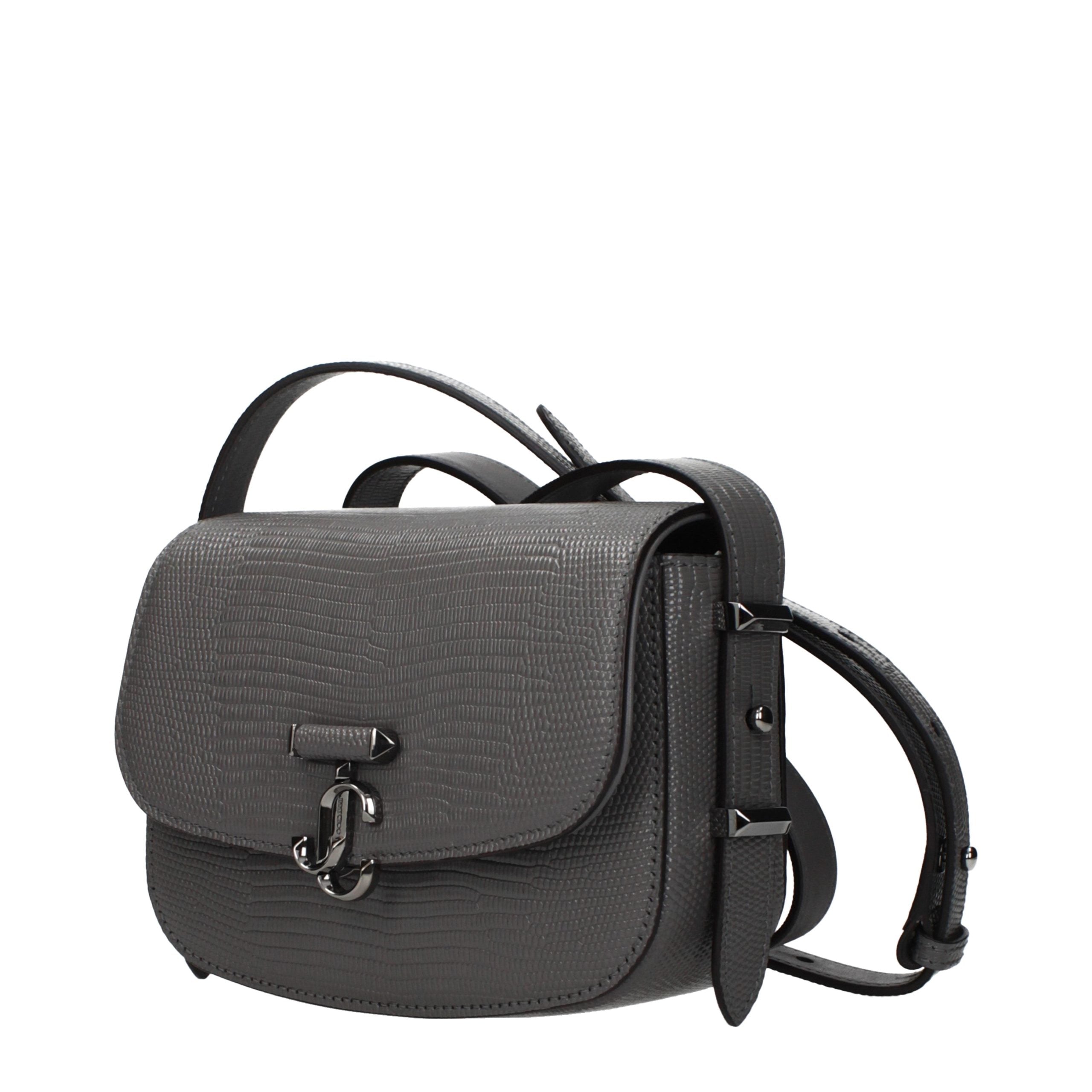 Gray Leather Shoulder Bag