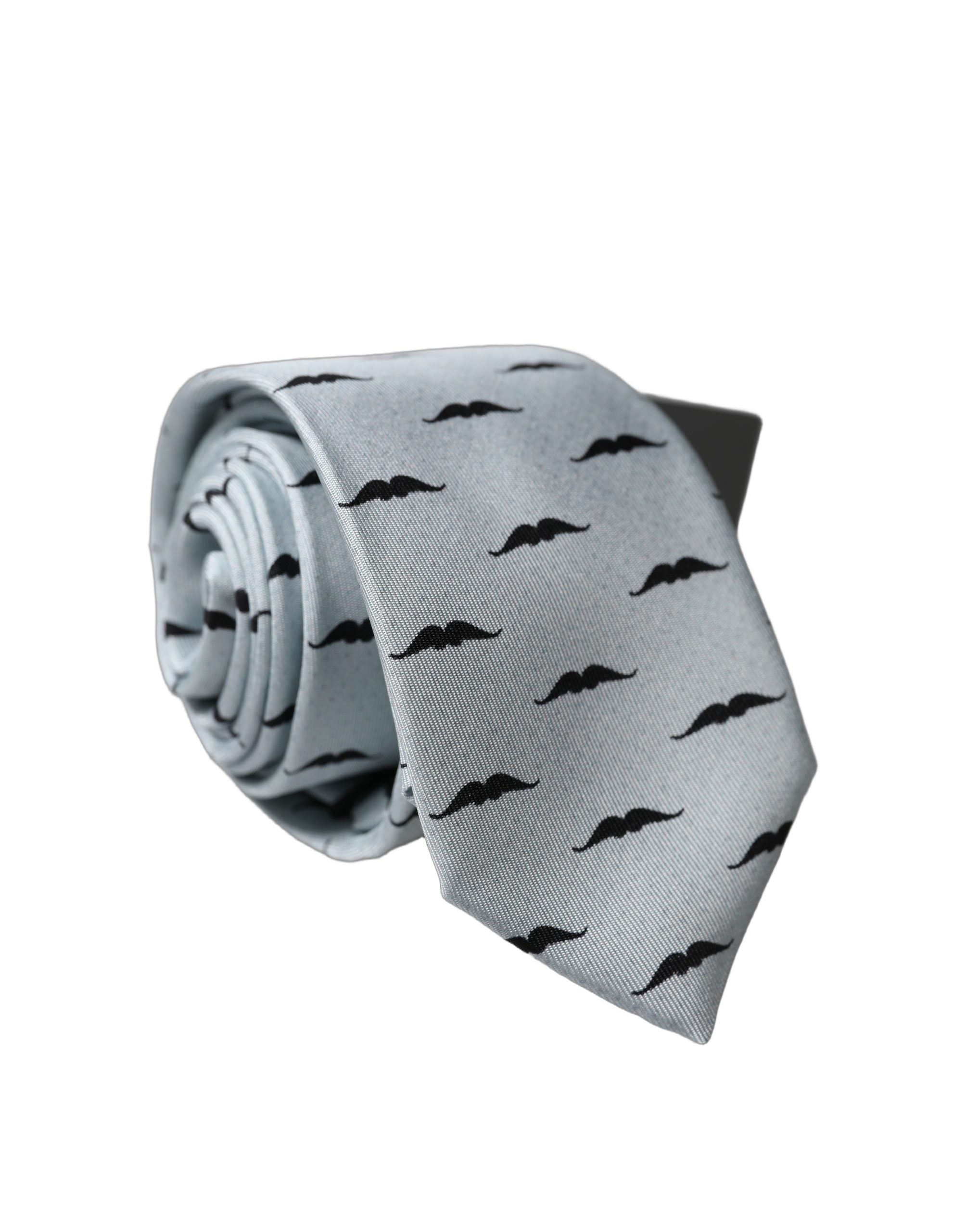Light Gray Mustache Fantasy Silk Adjustable Necktie Tie