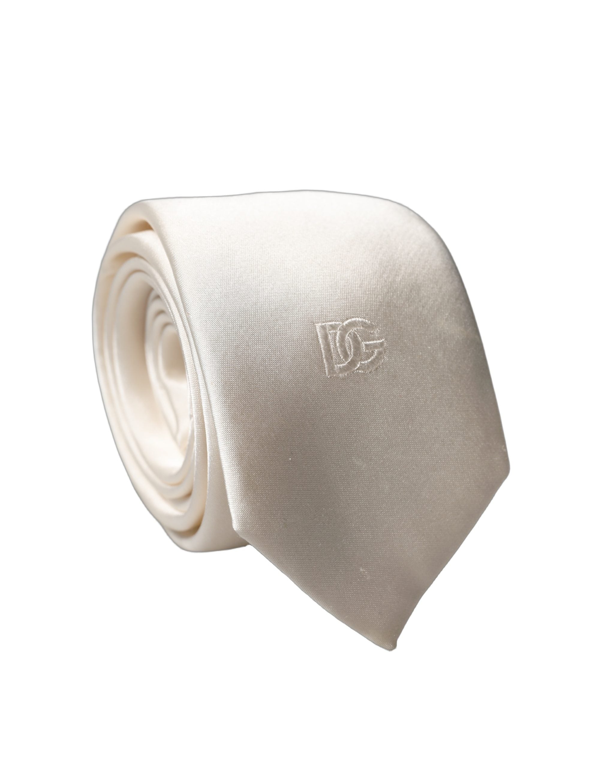 Off White DG Embroidery Silk Adjustable Men Necktie Tie