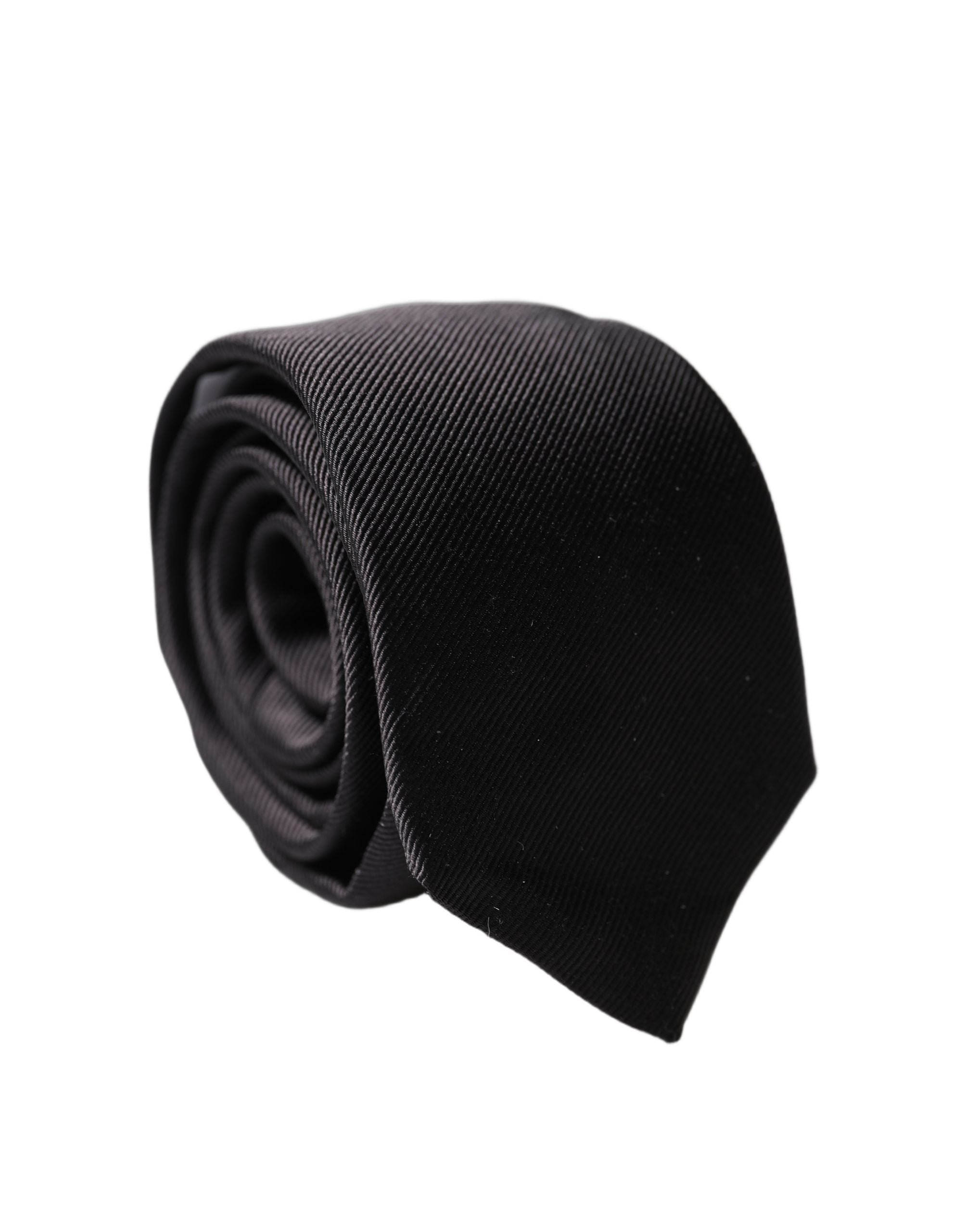 Black Solid 100% Silk Adjustable Men Tied Necktie Tie