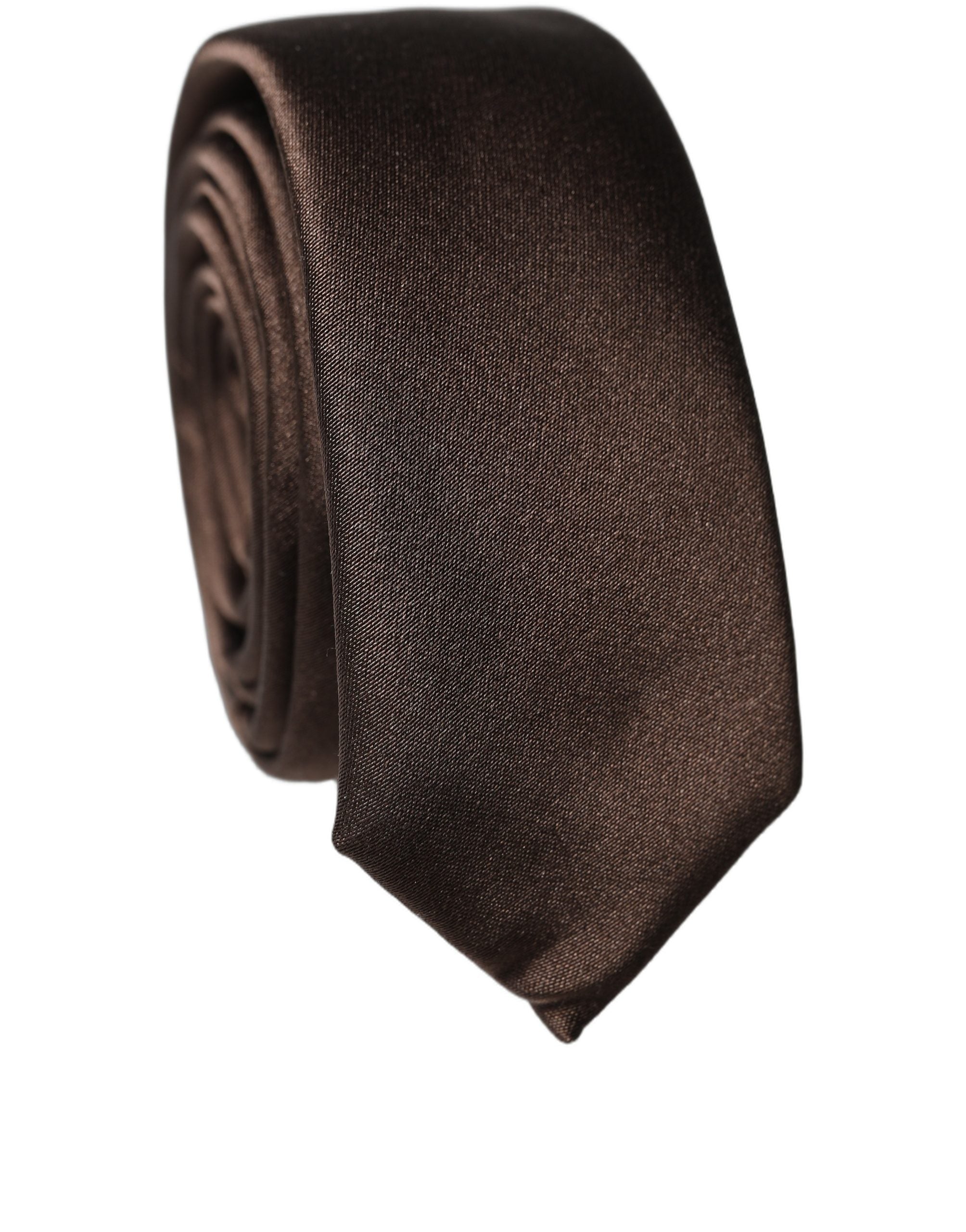 Brown Solid 100% Silk Adjustable Men Tied Necktie Tie