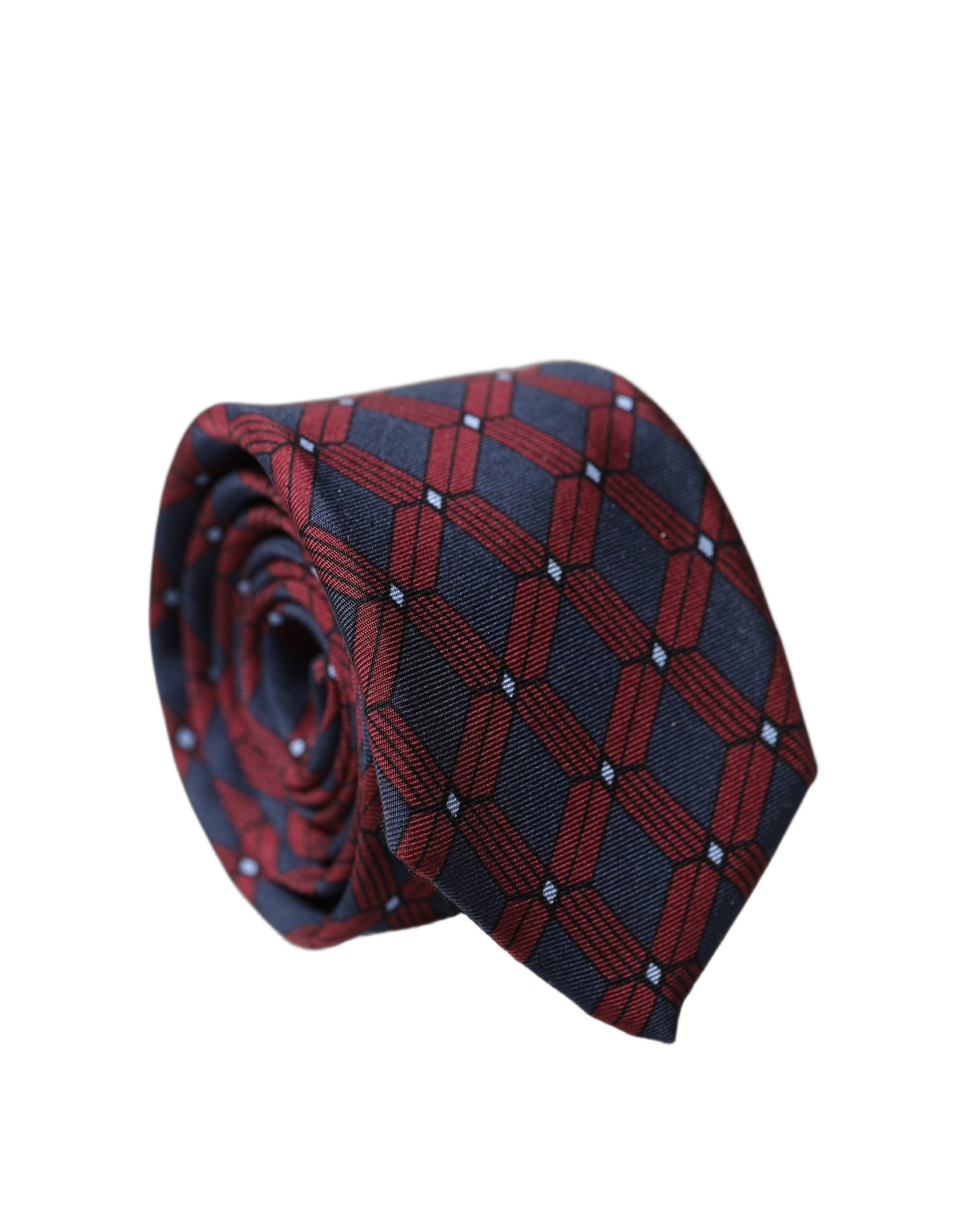 Blue Red Patterned 100% Silk Adjustable Men Necktie Tie