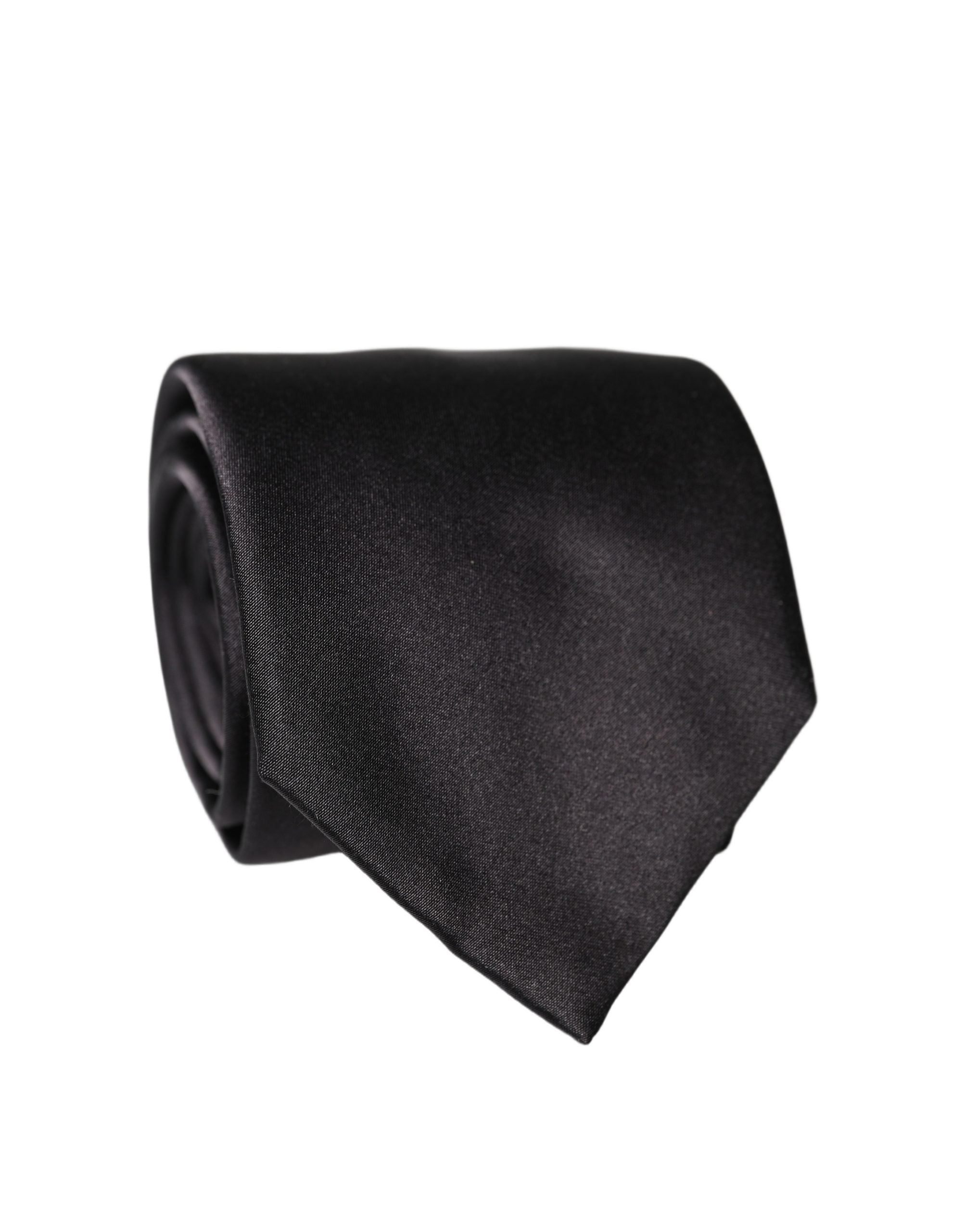 Black Satin 100% Silk Adjustable Women Tied Necktie Tie