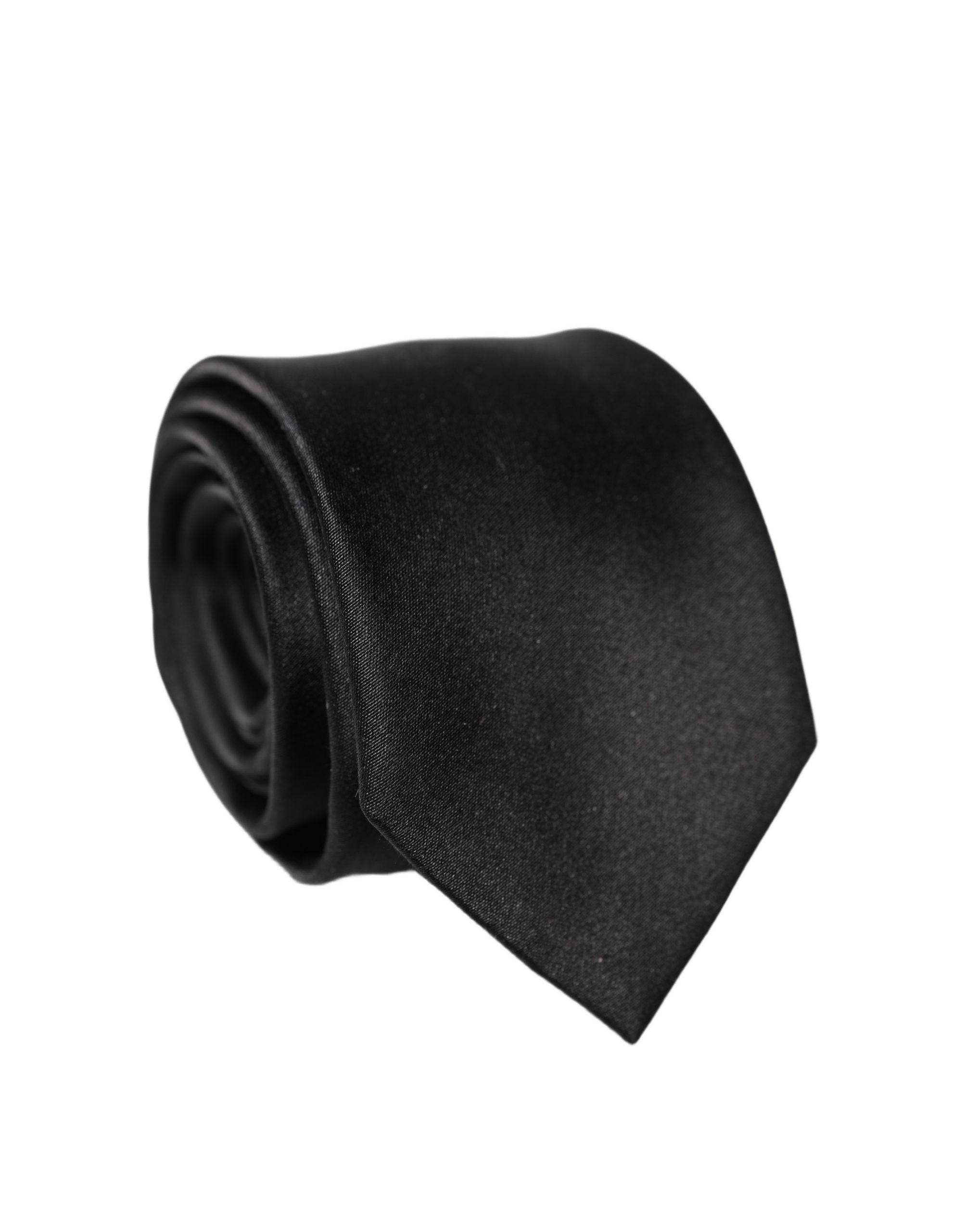 Black Solid Silk Satin Wide Adjustable Men Necktie Tie