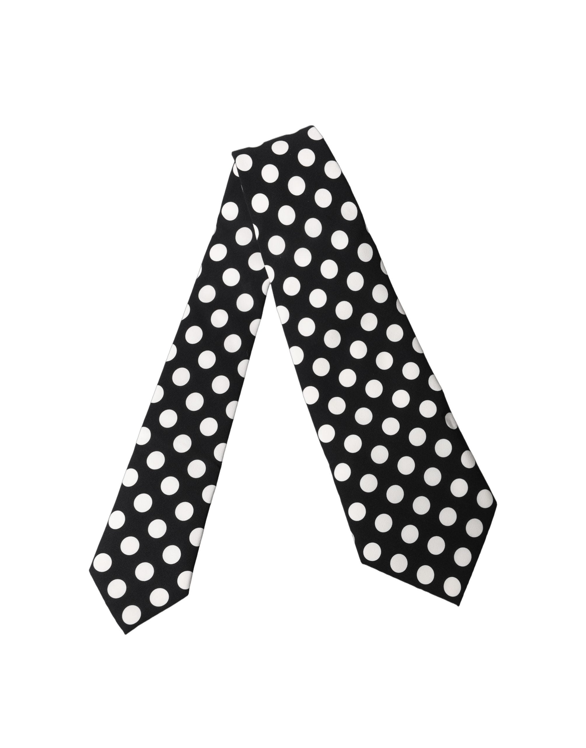 Black White Polka Dot Silk Adjustable Women Necktie Tie