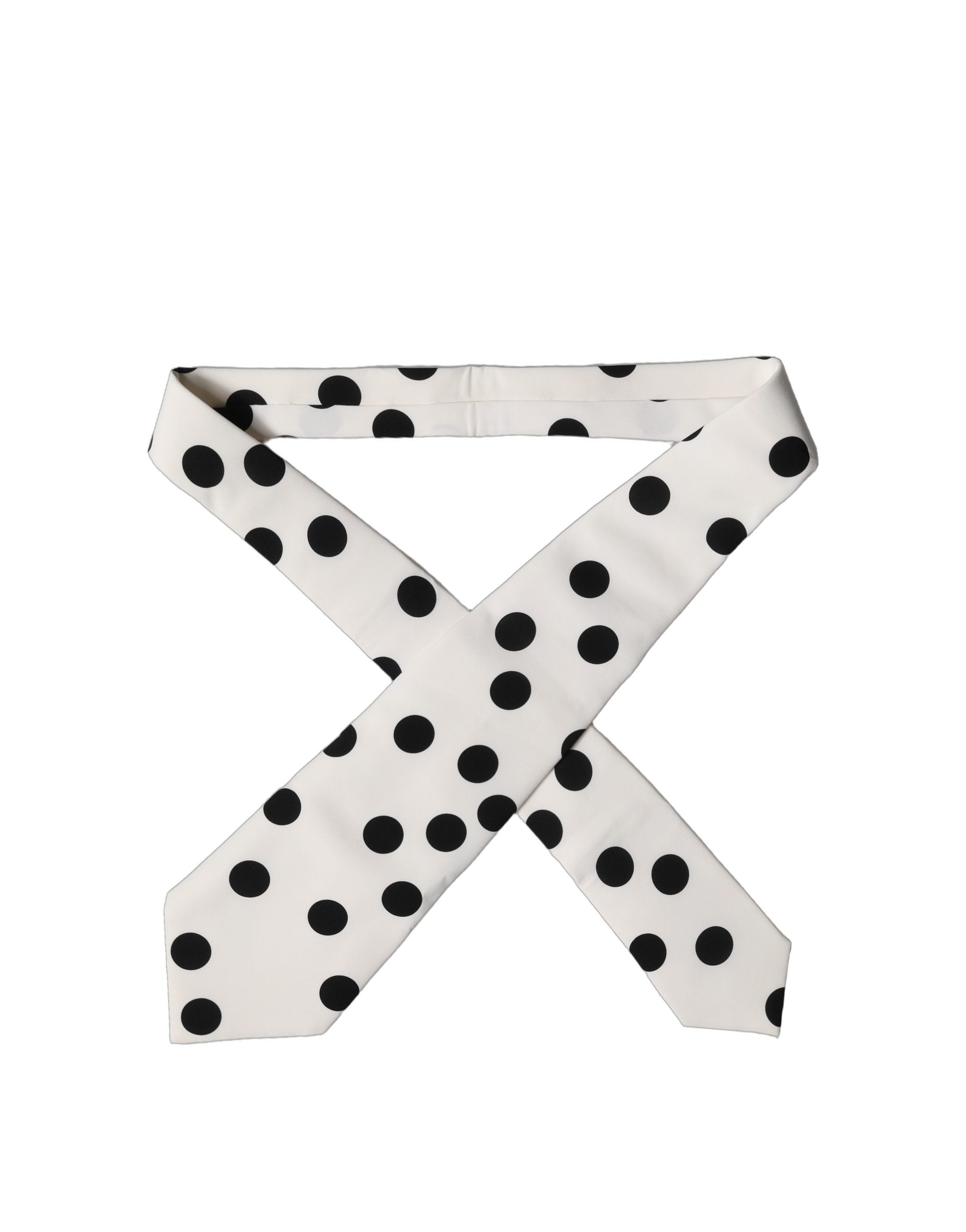 White Black Polka Dot Silk Adjustable Women Necktie Tie