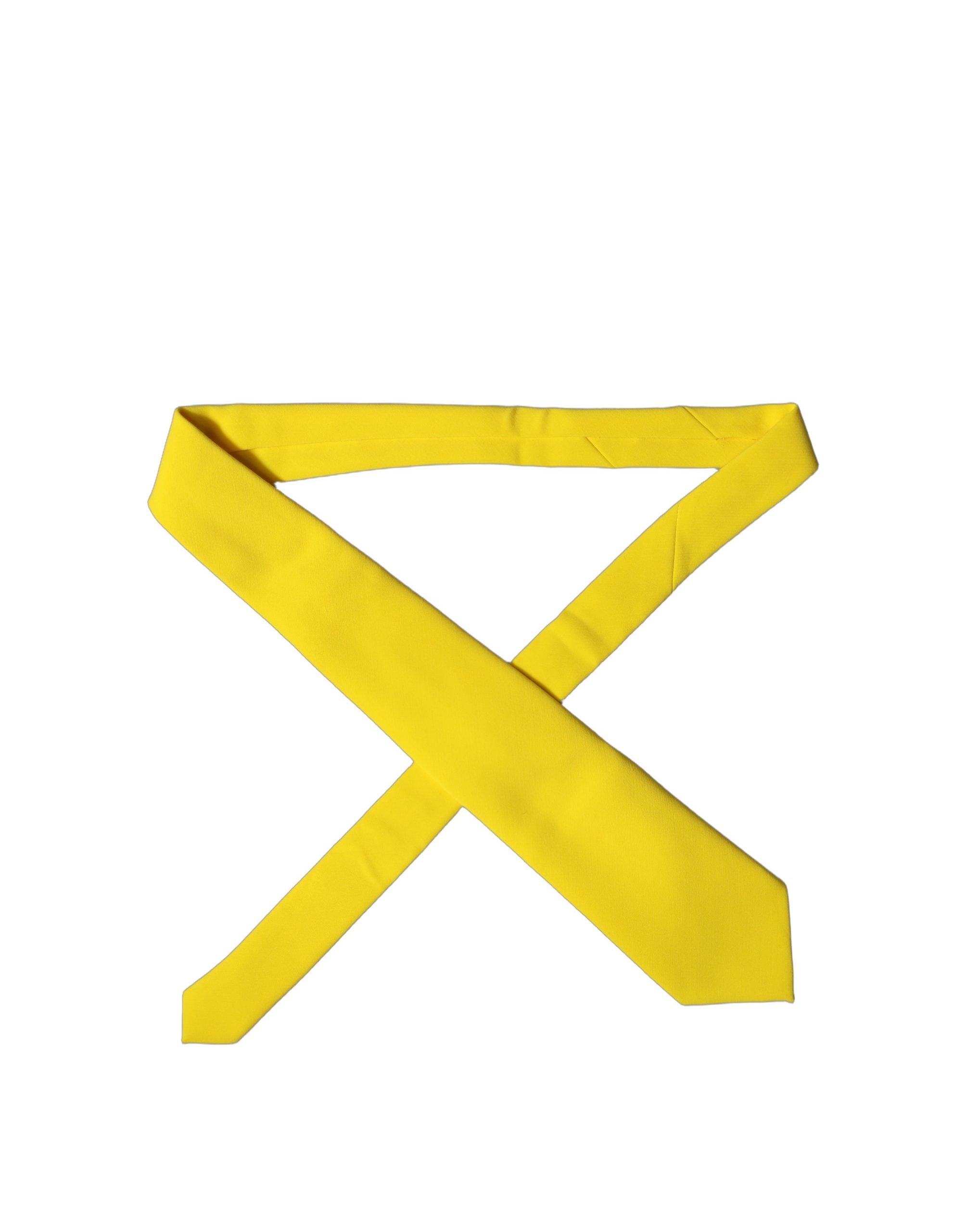 Yellow Solid Polyester Adjustable Women Tied Necktie Tie