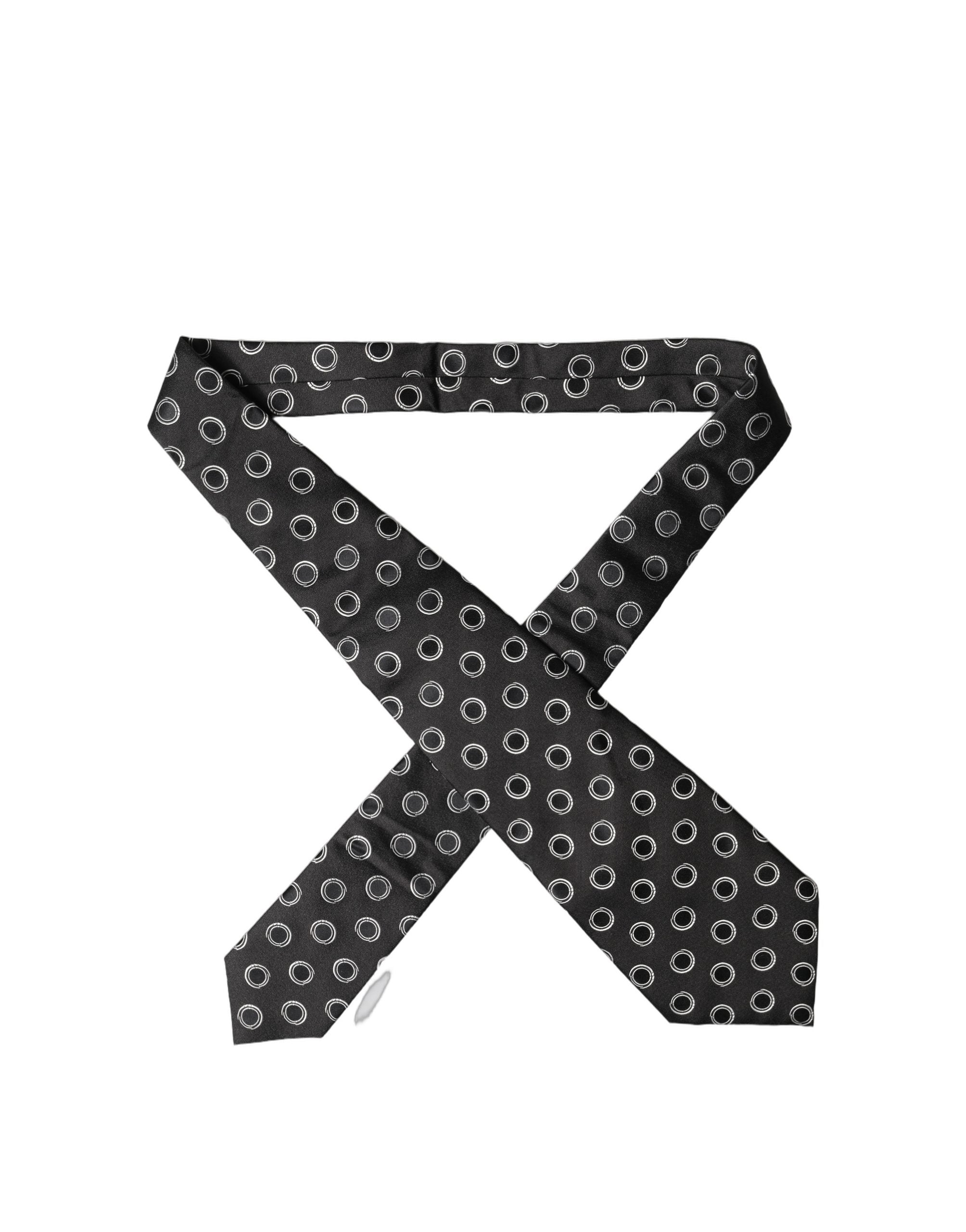 Black White Polka Dot Silk Adjustable Women Necktie Tie