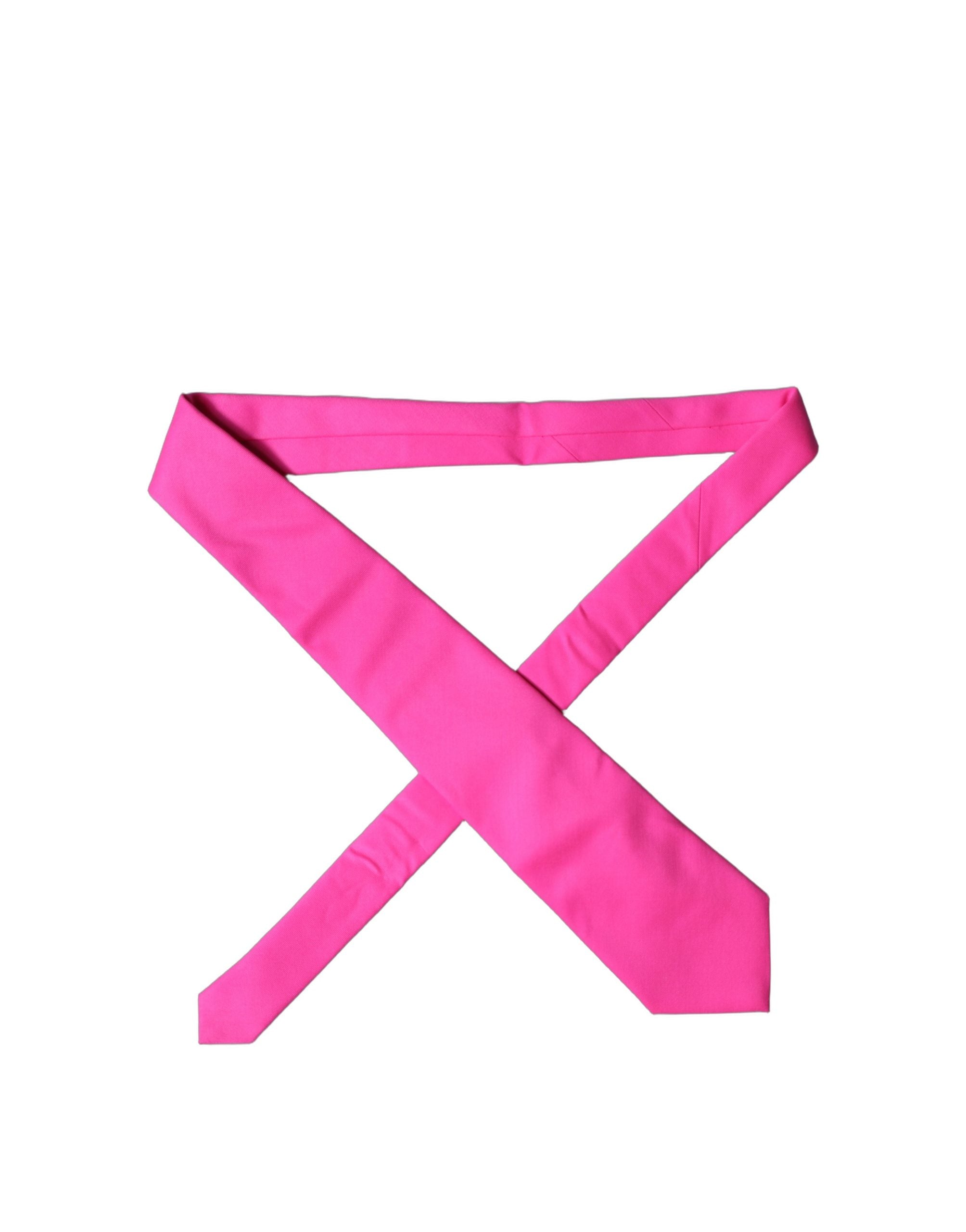 Neon Pink Solid Satin Silk Adjustable Women Necktie Tie