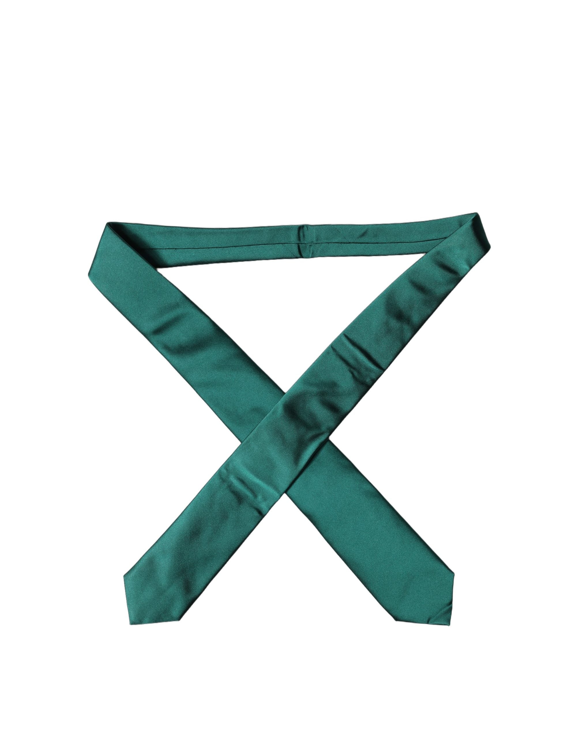 Dark Green Satin Silk Adjustable Women Tied Necktie Tie