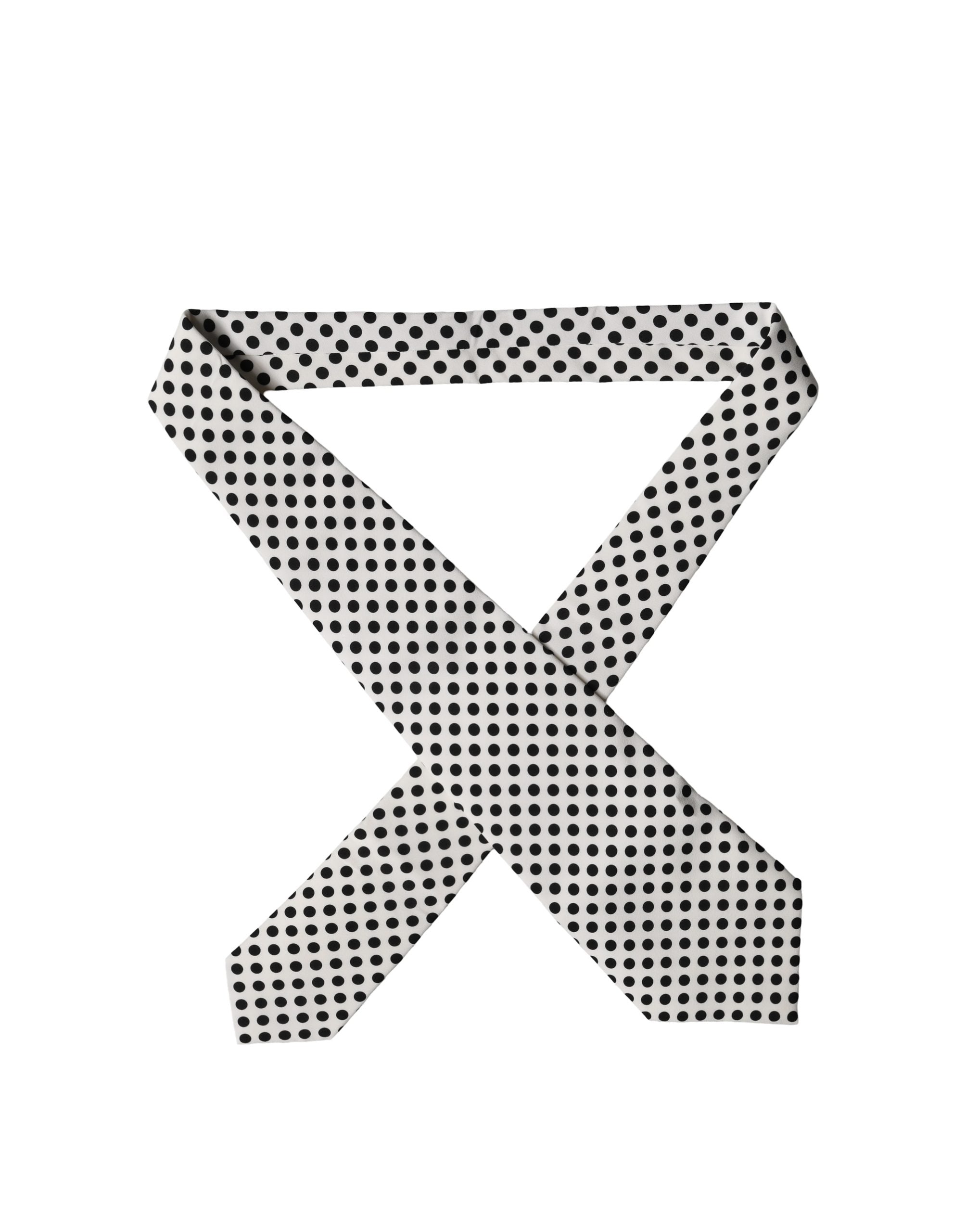 White Black Polka Dot Silk Adjustable Women Necktie Tie