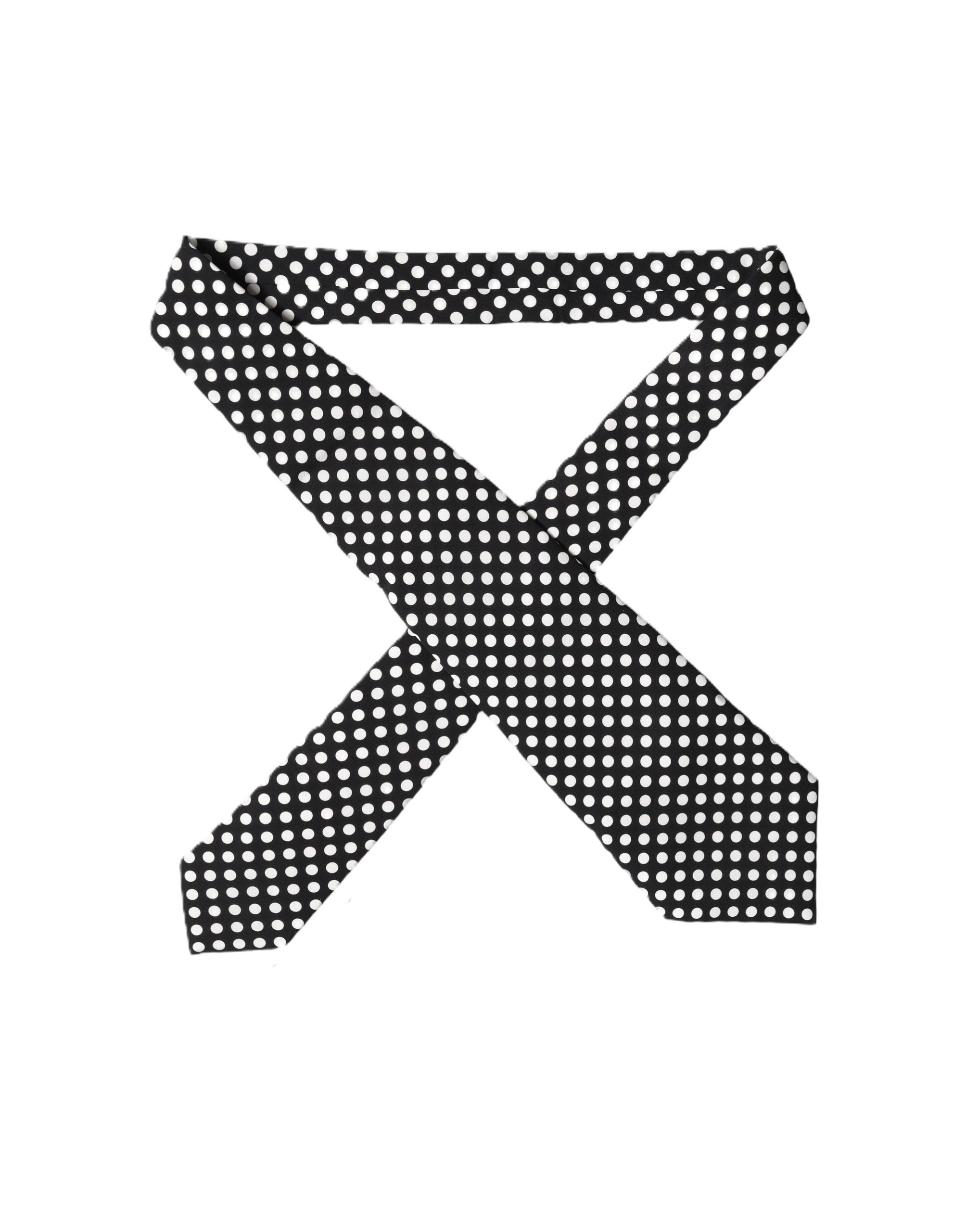 Black White Polka Dot Silk Adjustable Women Necktie Tie
