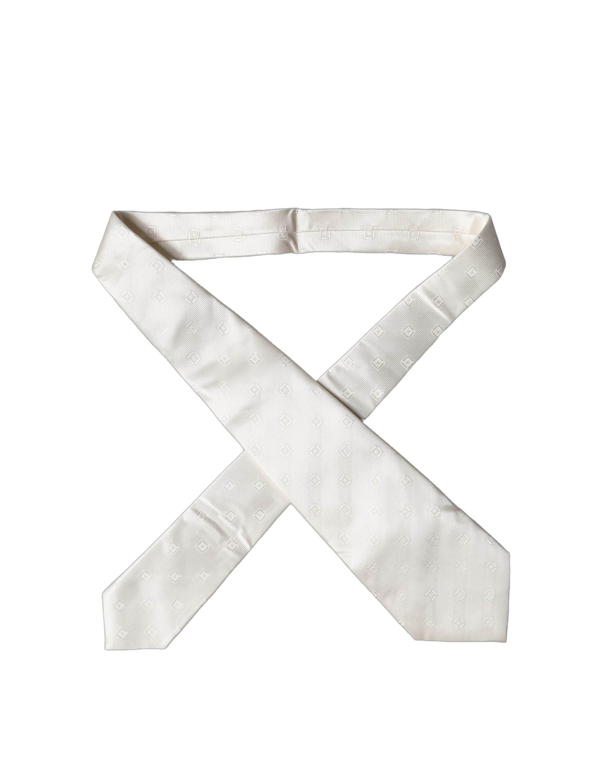 Off White Geometric Silk Adjustable Women Necktie Tie